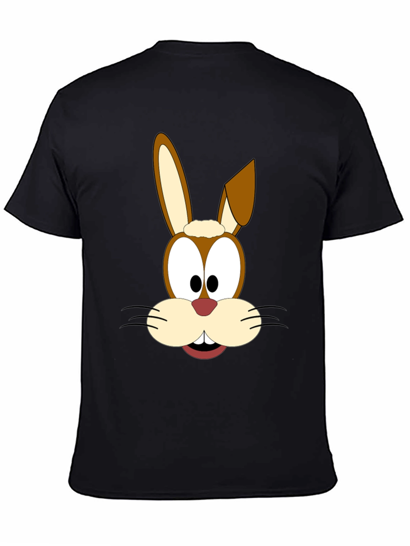 Cartoon Rabbit Graphic Tee - Black T-Shirt