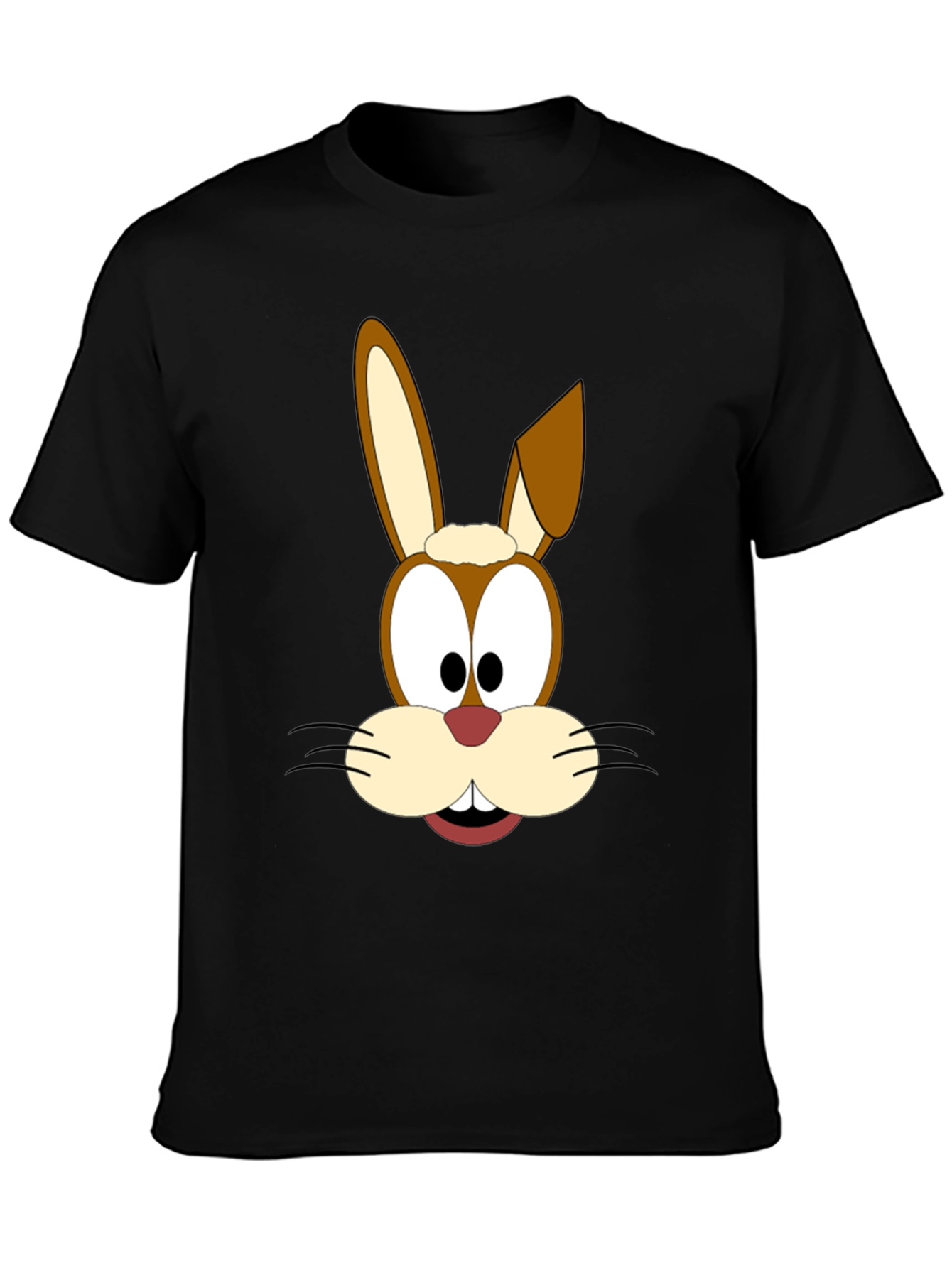 Cartoon Rabbit Graphic Tee - Black T-Shirt