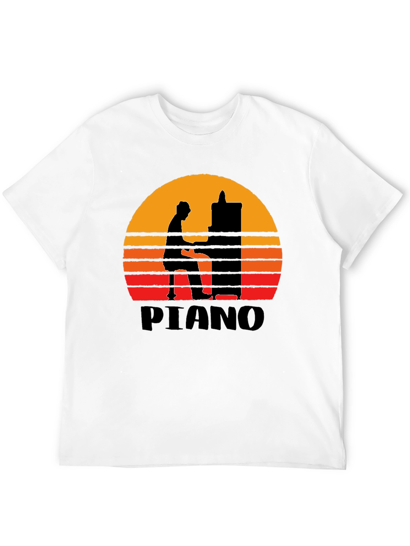 Sunset Piano Silhouette Graphic Tee - Musician T-Shirt