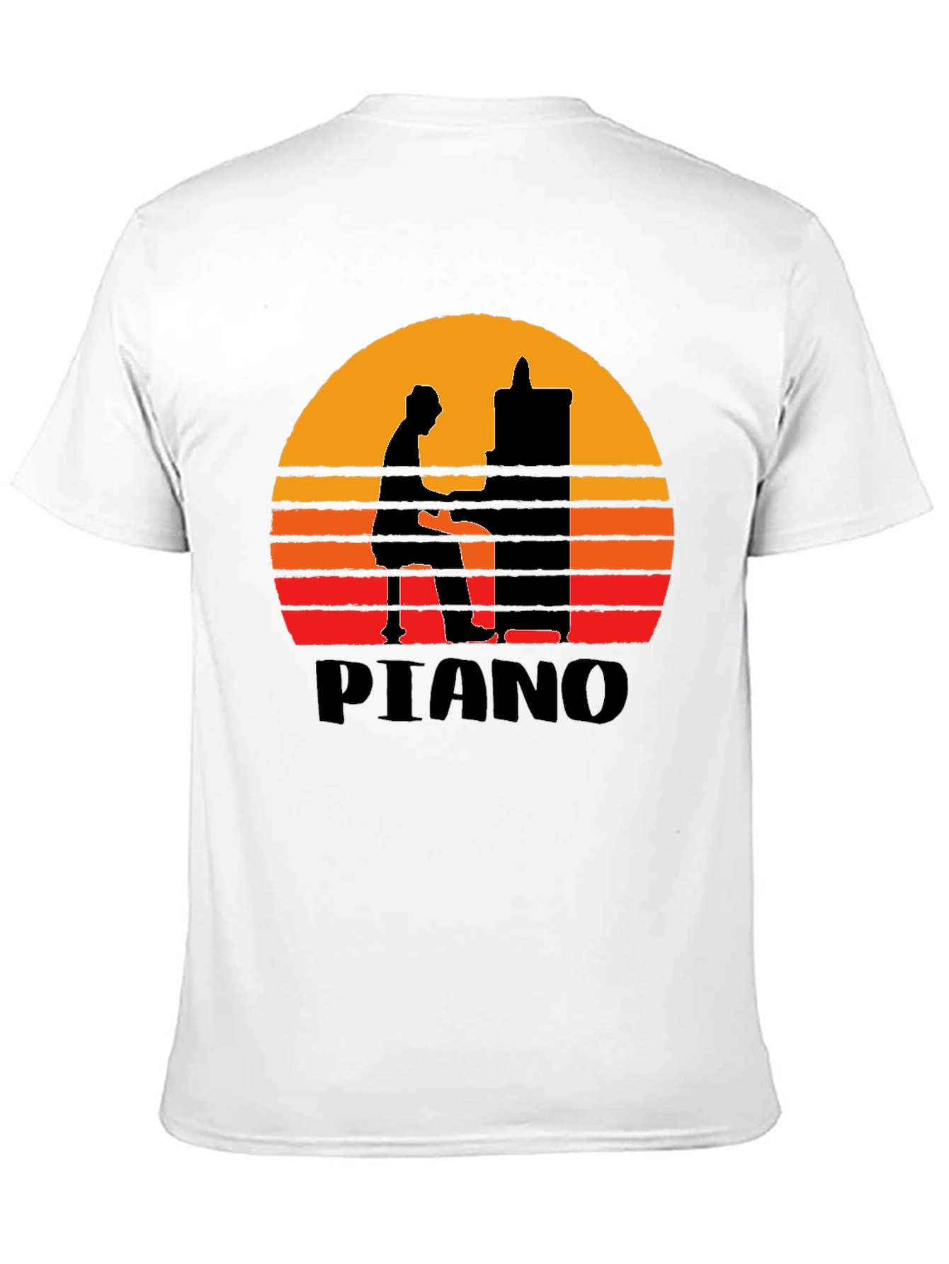 Sunset Piano Silhouette Graphic Tee - Musician T-Shirt