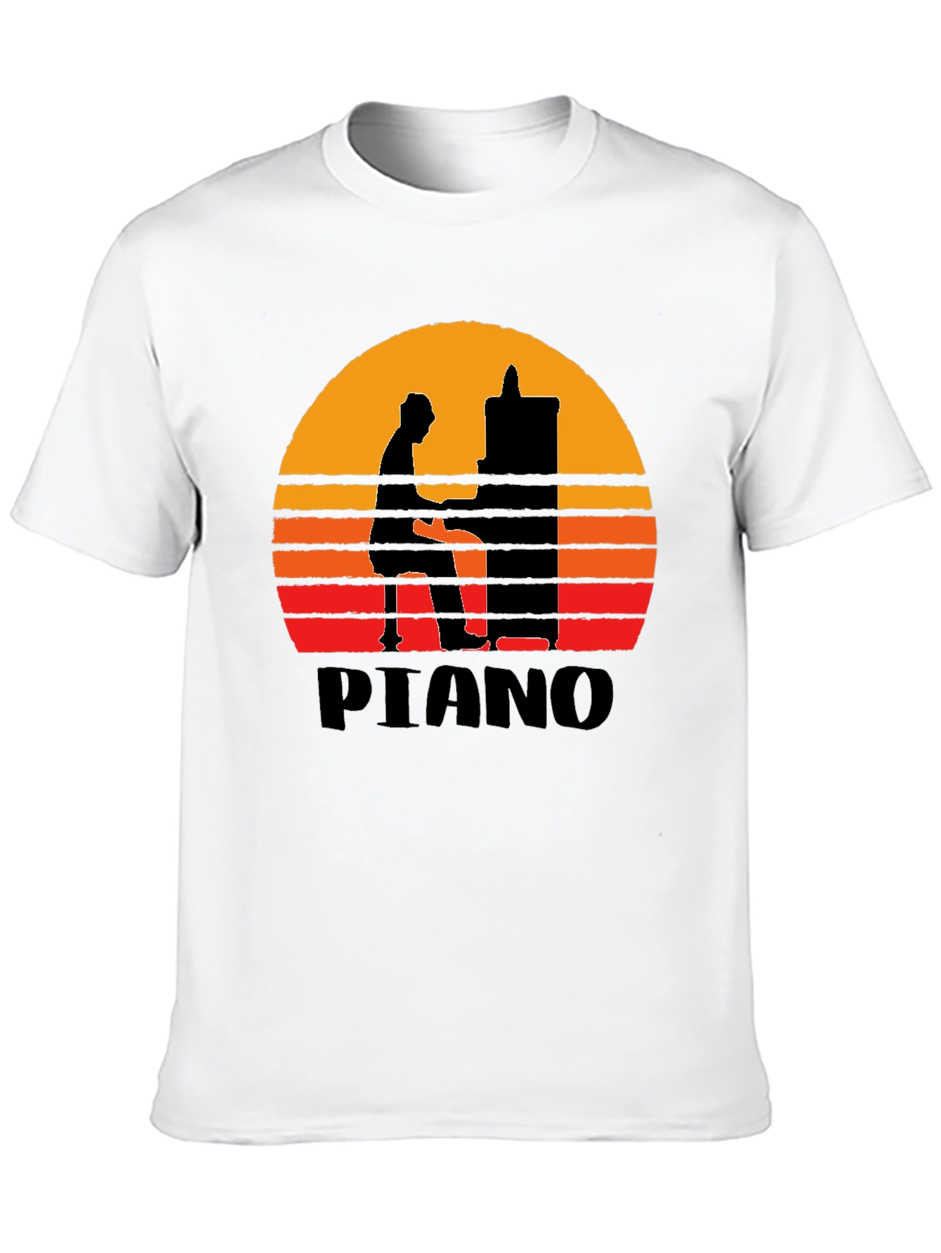Sunset Piano Silhouette Graphic Tee - Musician T-Shirt