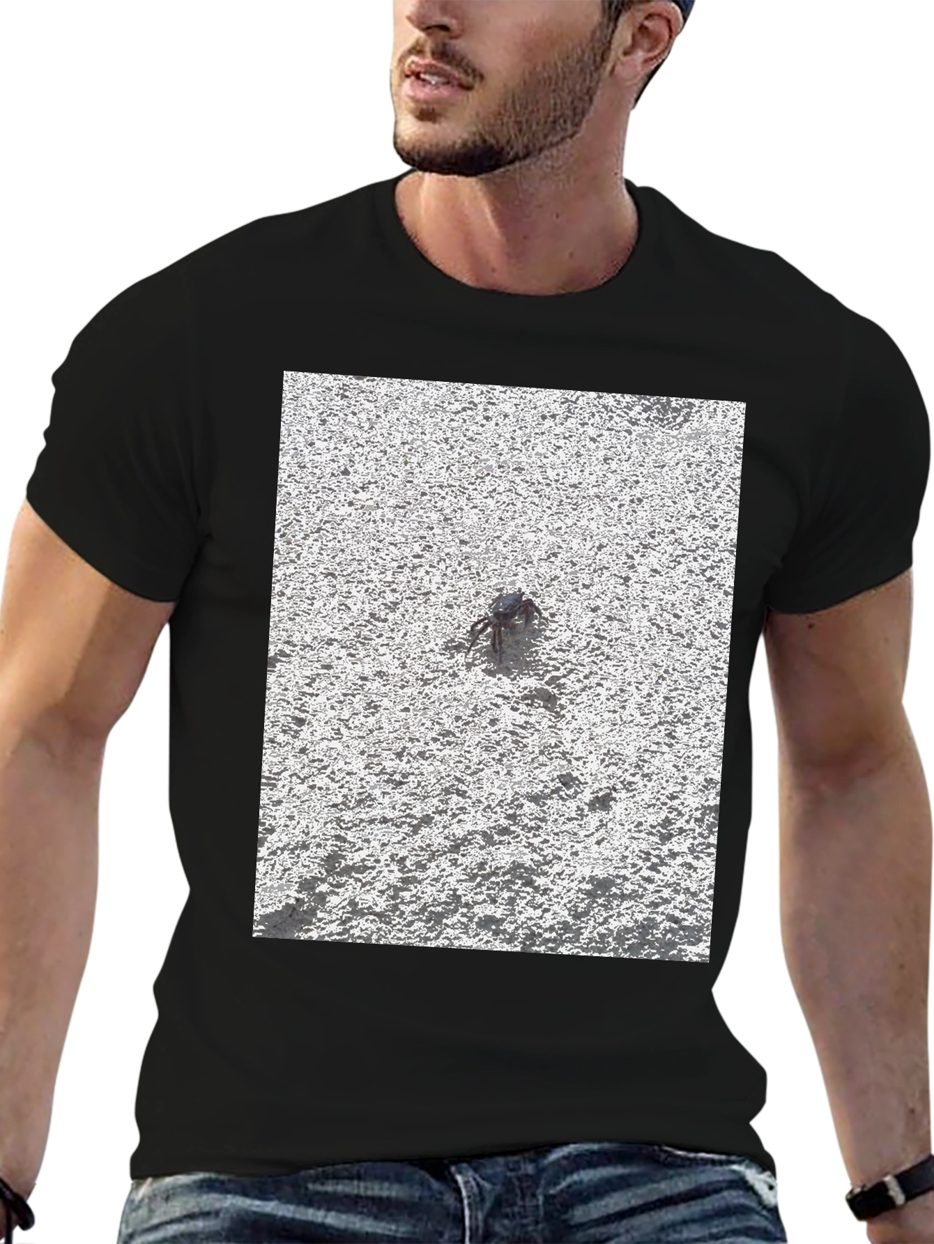 Unique Crab Design Black T-Shirt
