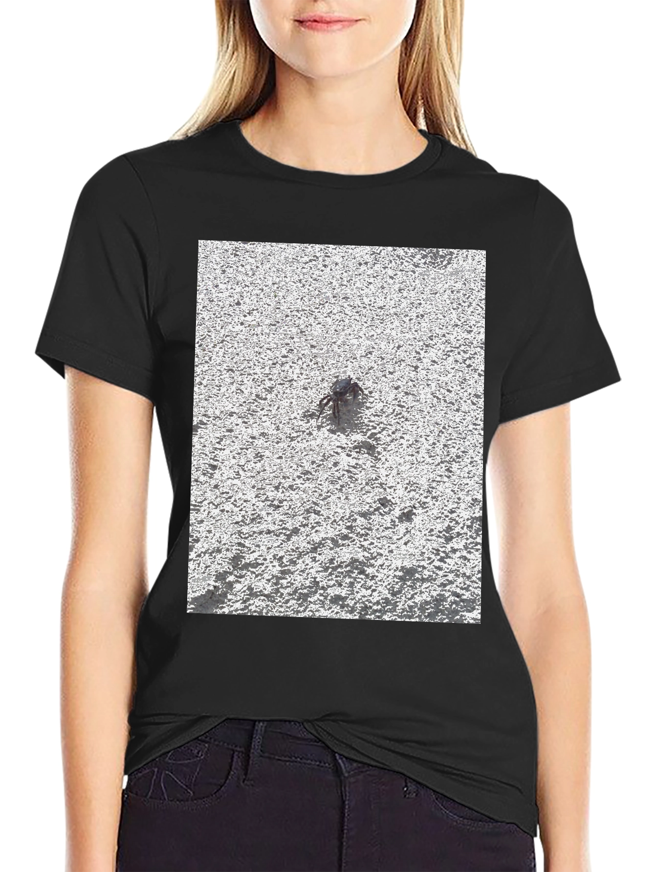 Unique Crab Design Black T-Shirt