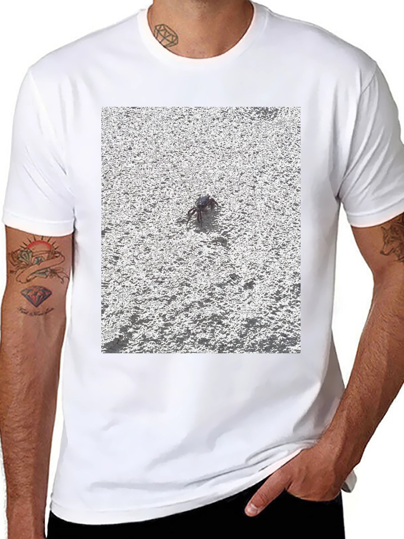 Unique Crab Design Black T-Shirt
