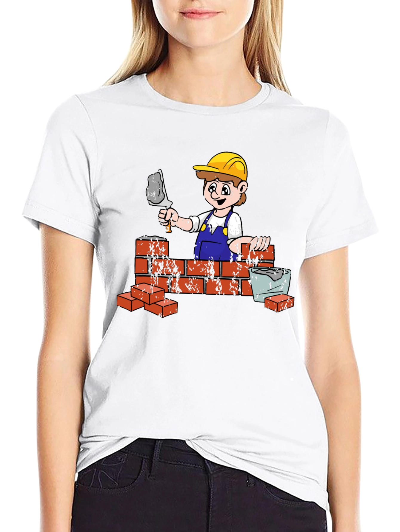 Construction Worker Cartoon Graphic T-Shirt