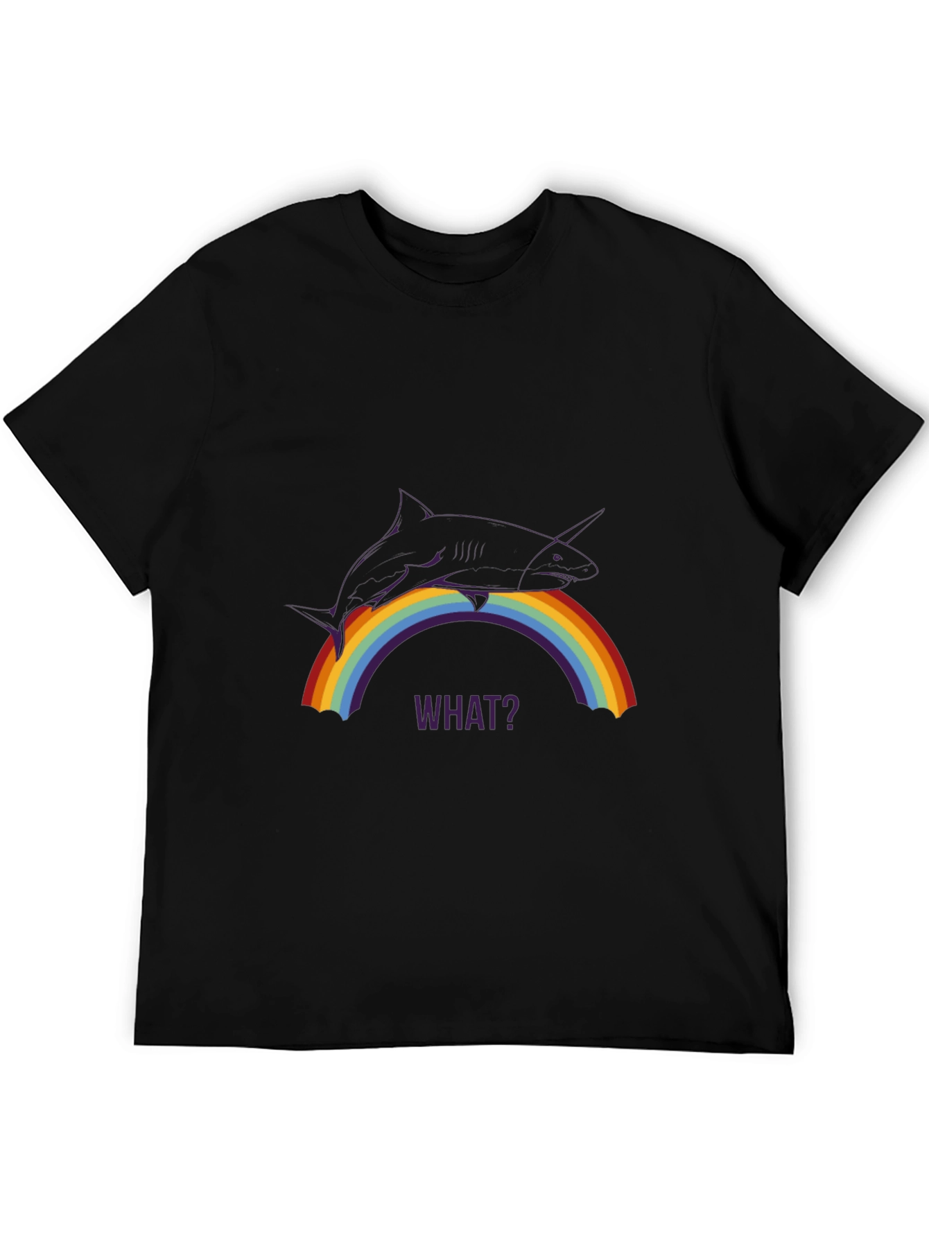 Shark Unicorn Rainbow Mens Black T-Shirt