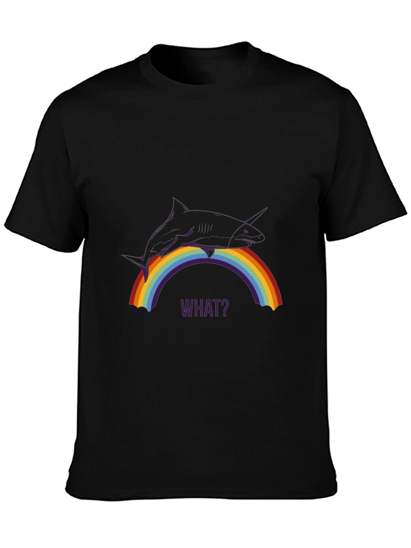 Shark Unicorn Rainbow Mens Black T-Shirt