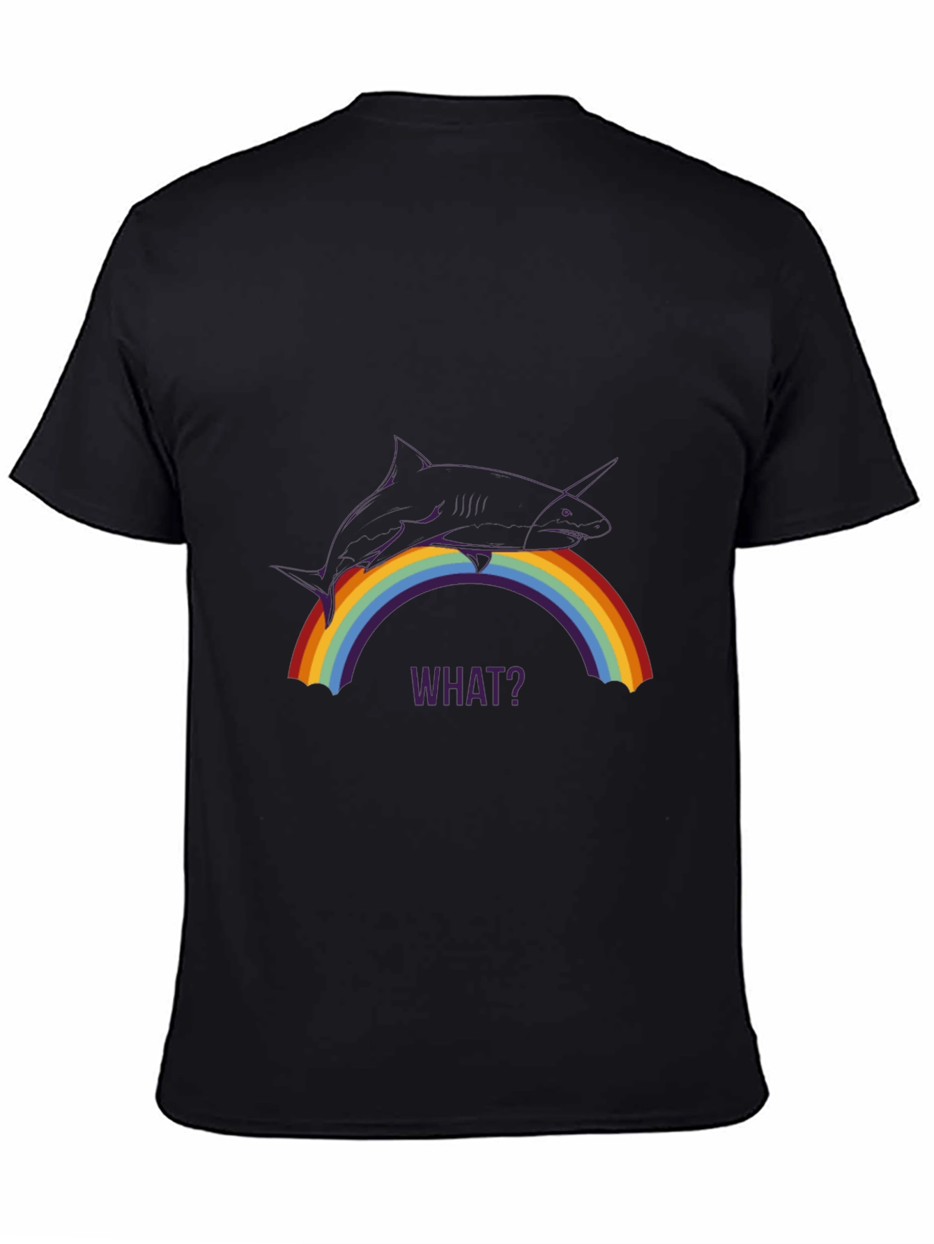 Shark Unicorn Rainbow Mens Black T-Shirt