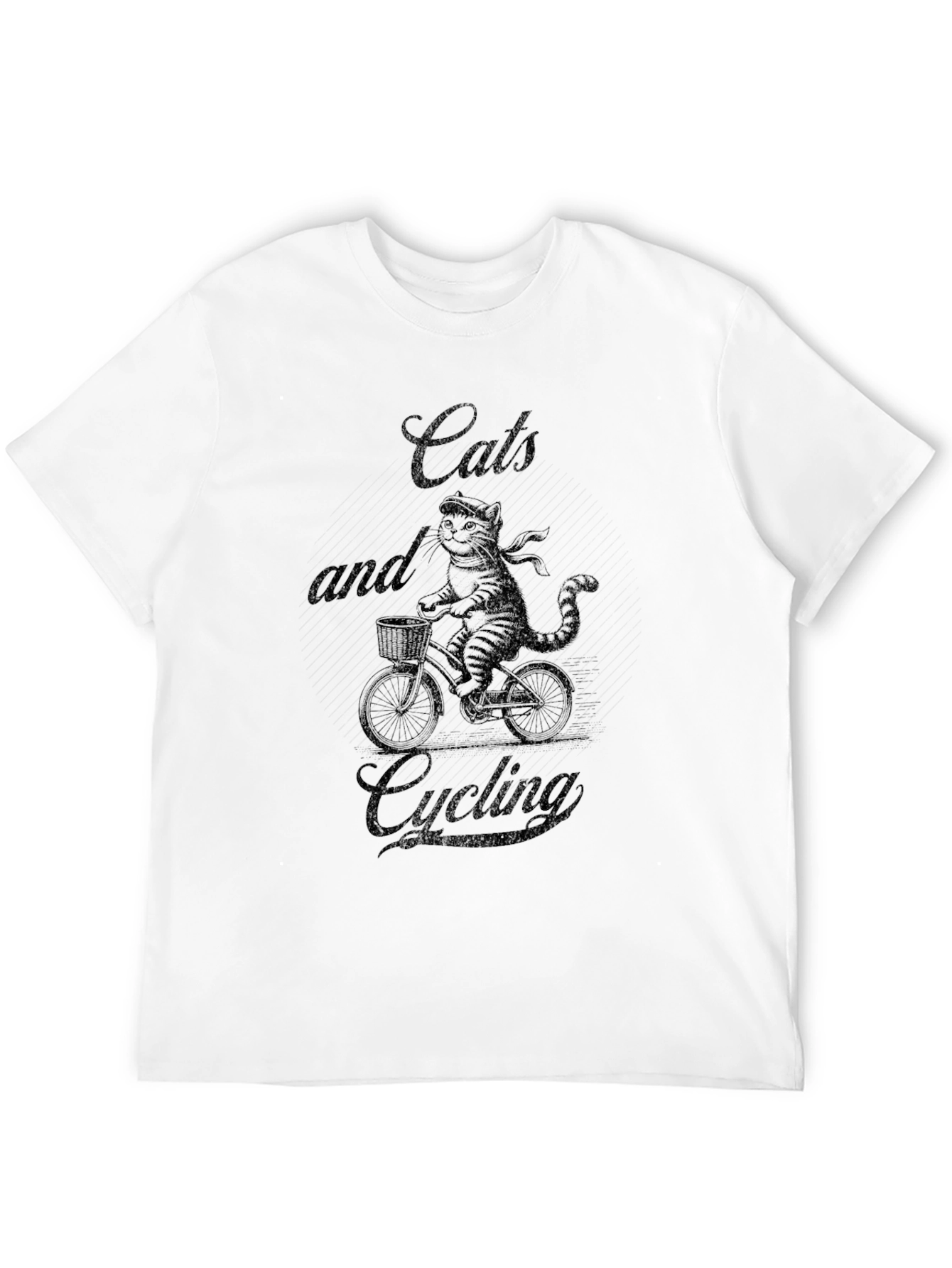 Cats and Cycling Black T-Shirt