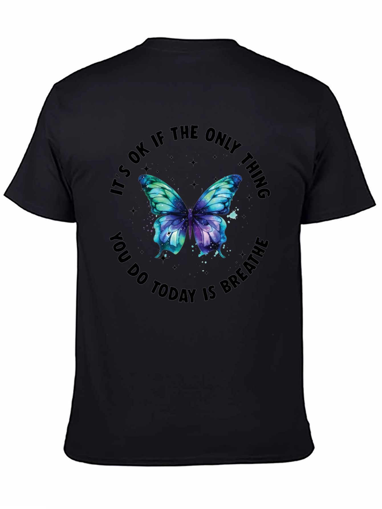 Inspirational Butterfly Graphic Black T-Shirt