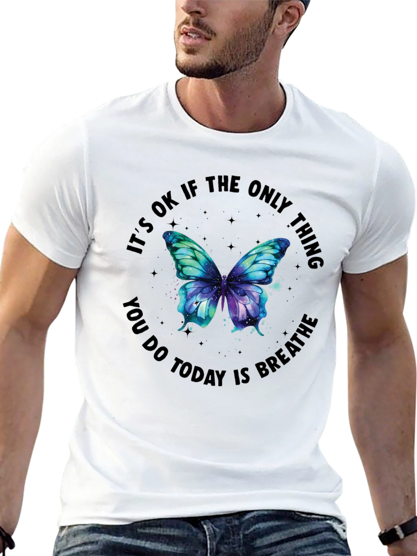 Inspirational Butterfly Graphic Black T-Shirt