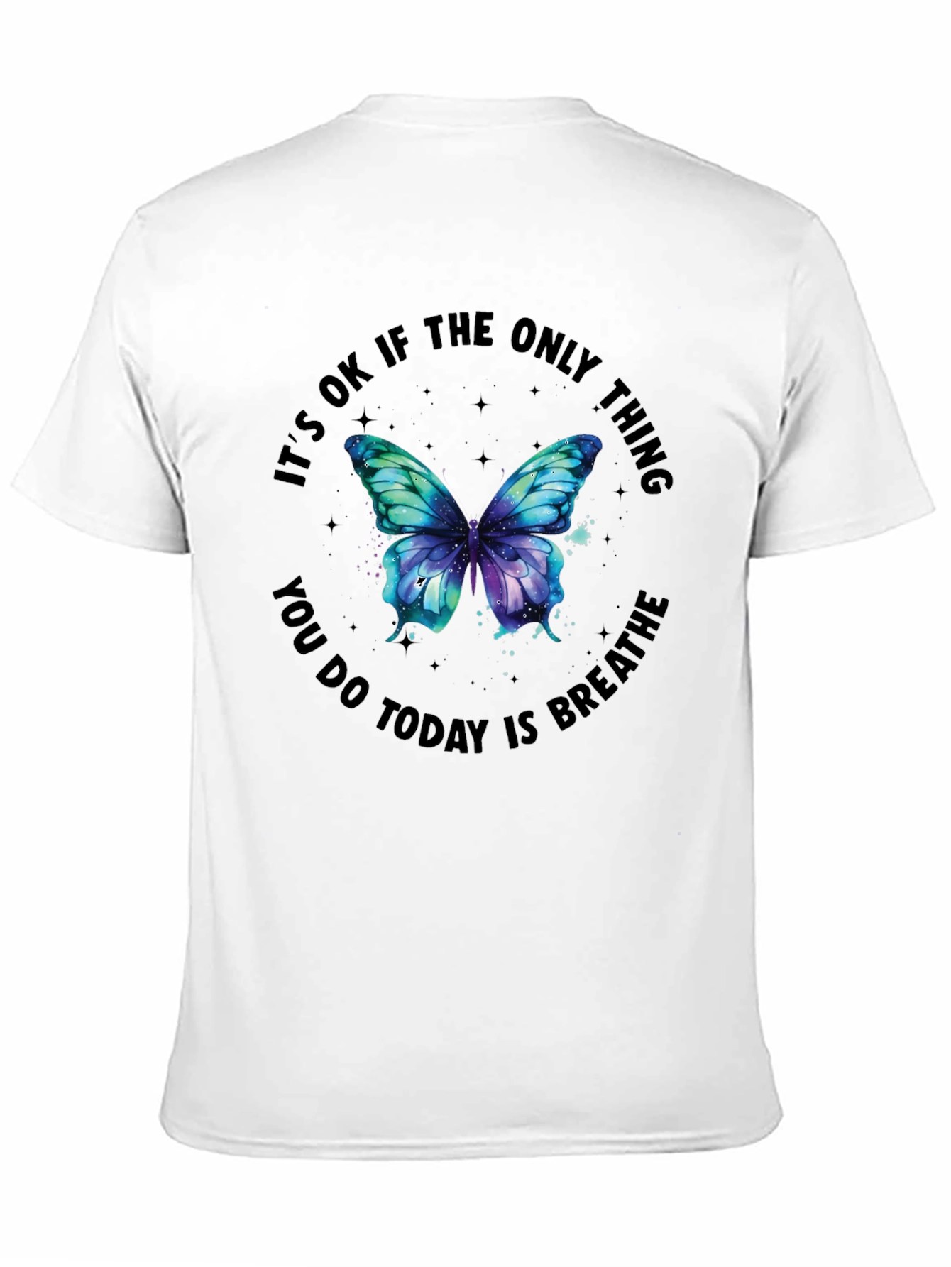 Inspirational Butterfly Graphic Black T-Shirt