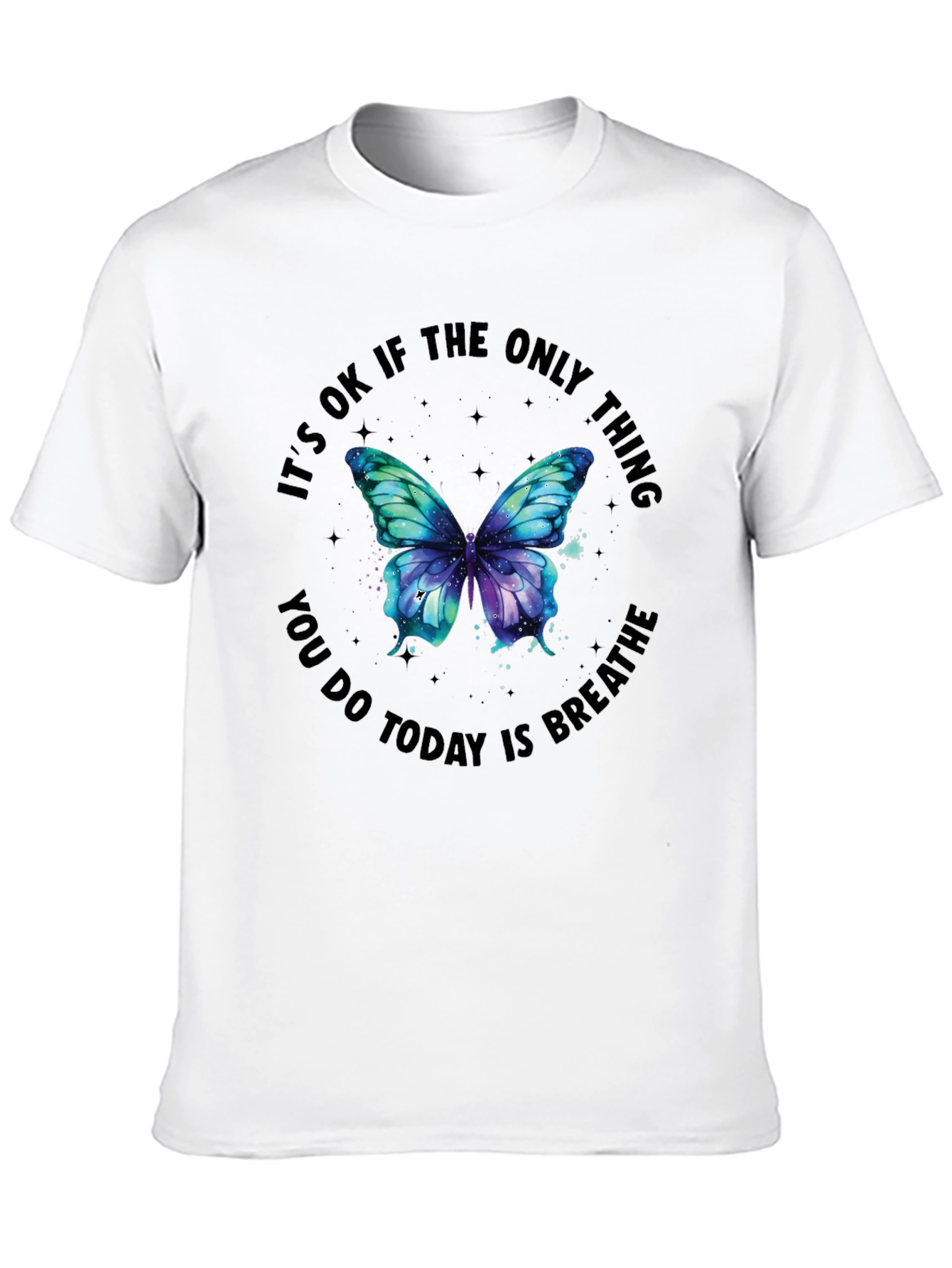 Inspirational Butterfly Graphic Black T-Shirt