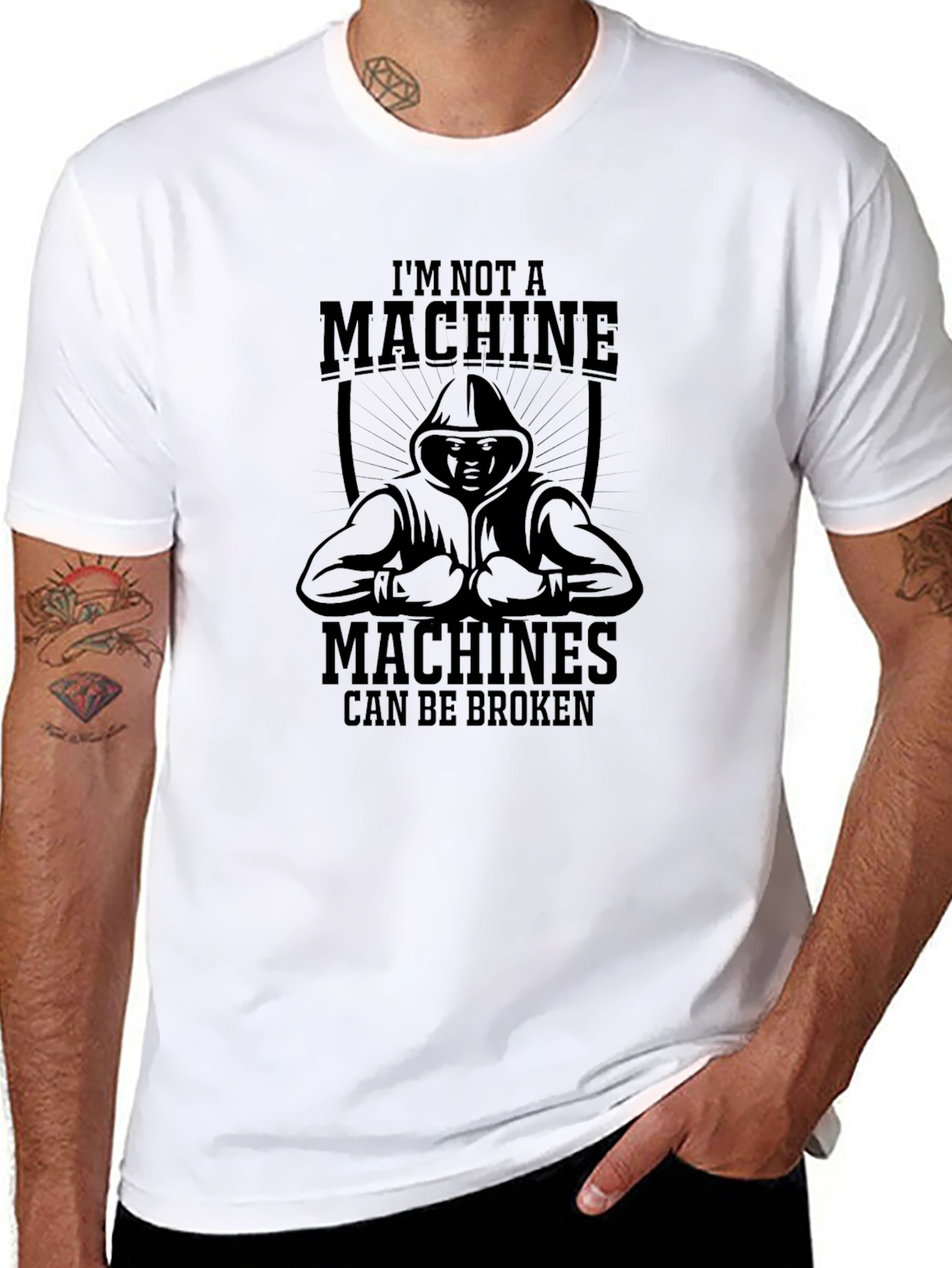 Im Not a Machine Mens Black Graphic Tee