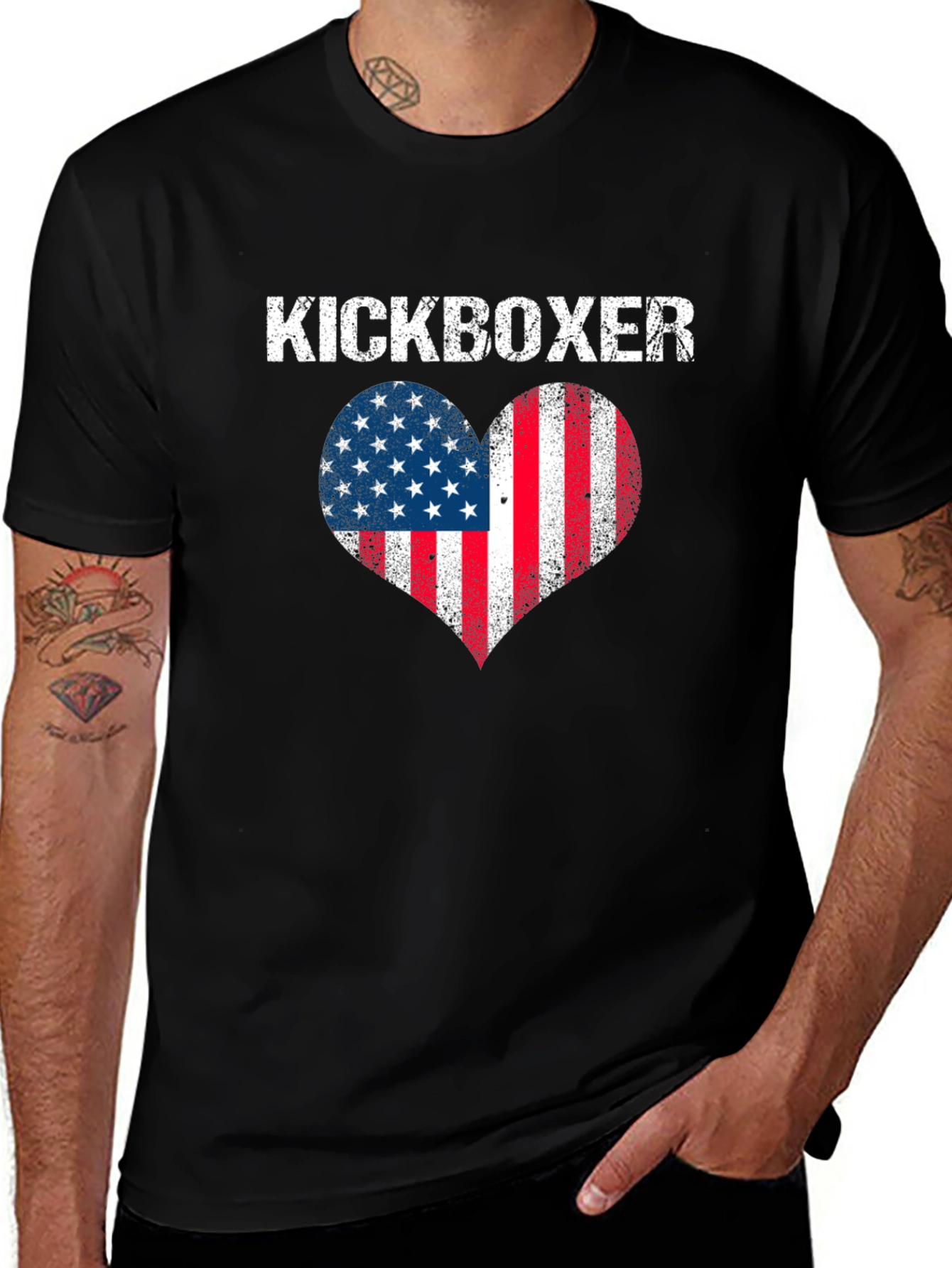 Kickboxer USA Flag Heart Graphic T-Shirt