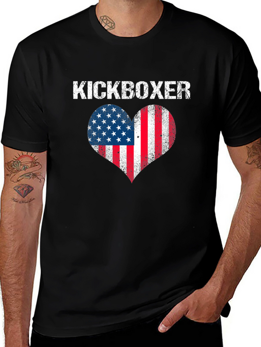 Kickboxer USA Flag Heart Graphic T-Shirt