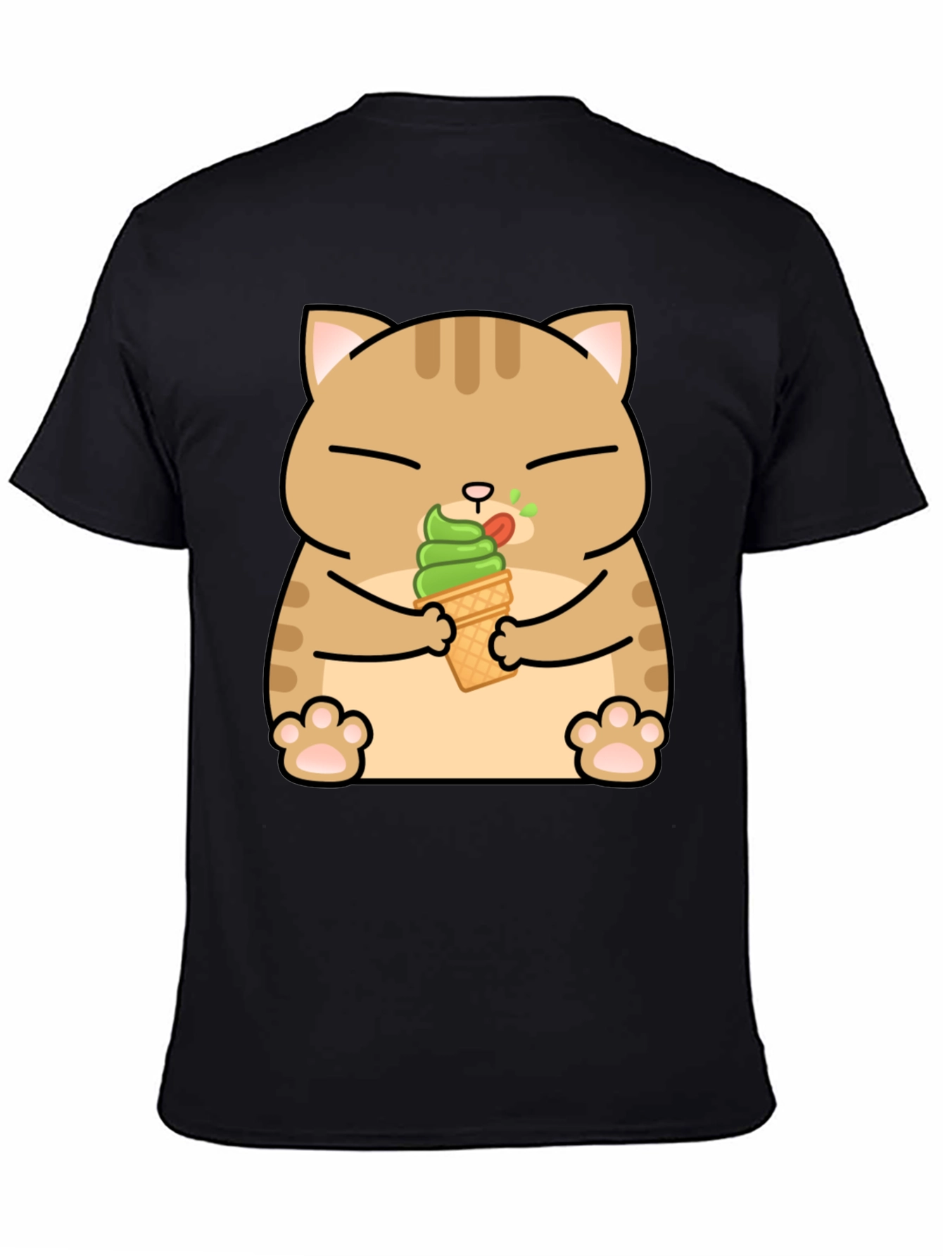 Cat Eating Ice Cream T-Shirt - Cute Graphic Tee