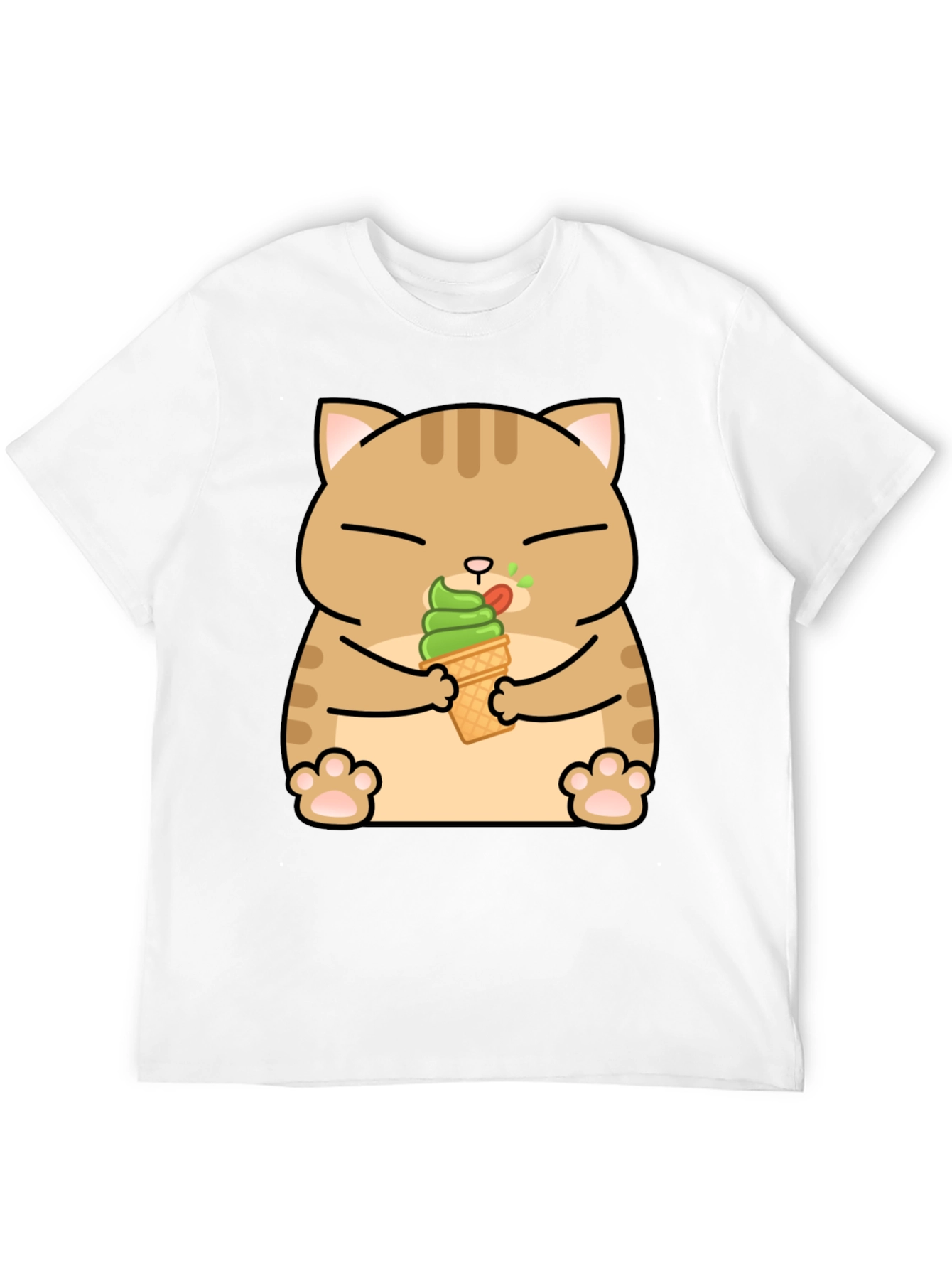 Cat Eating Ice Cream T-Shirt - Cute Graphic Tee