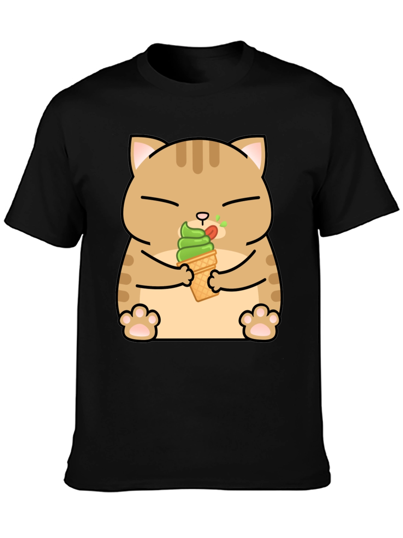 Cat Eating Ice Cream T-Shirt - Cute Graphic Tee