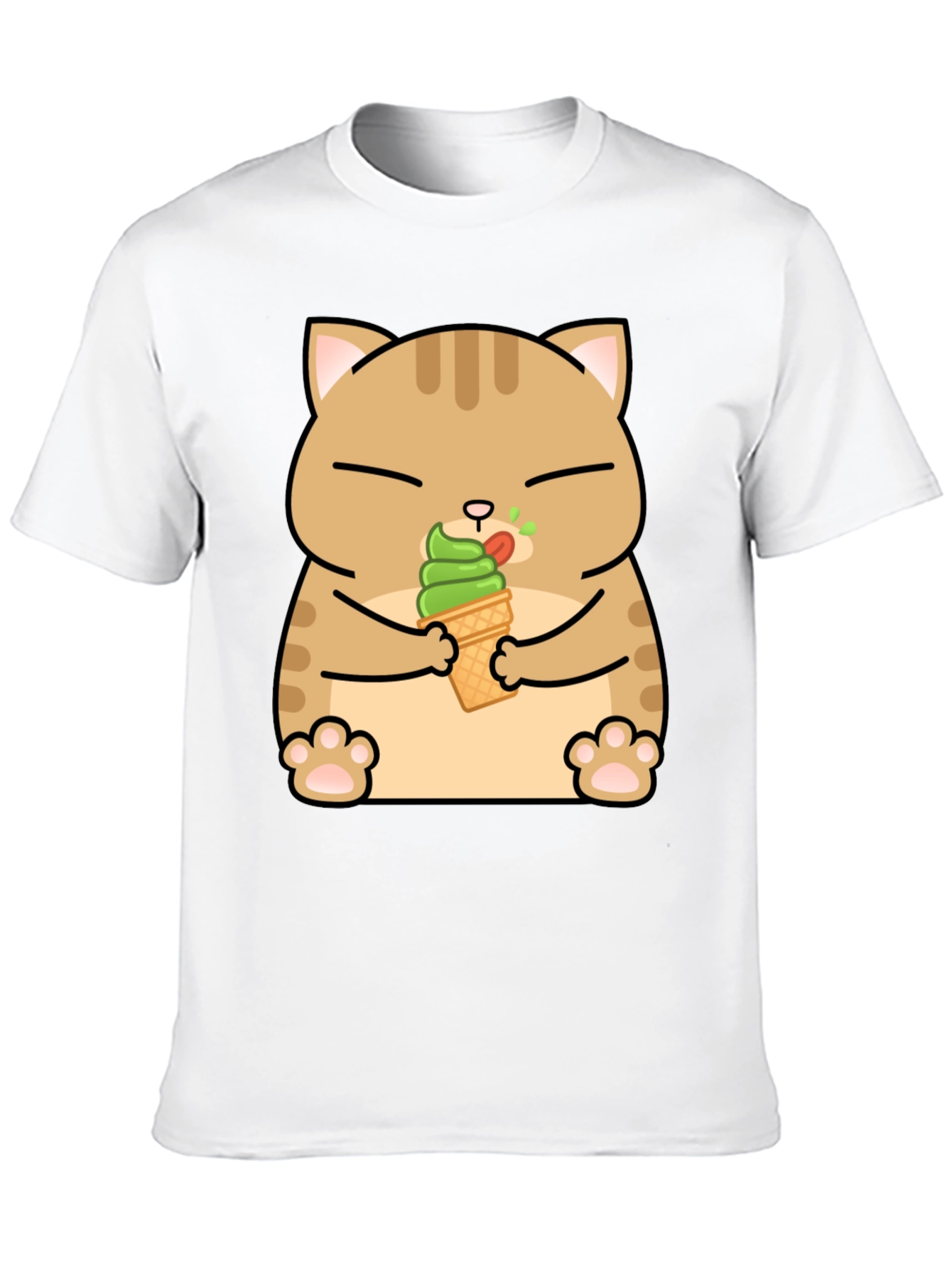 Cat Eating Ice Cream T-Shirt - Cute Graphic Tee