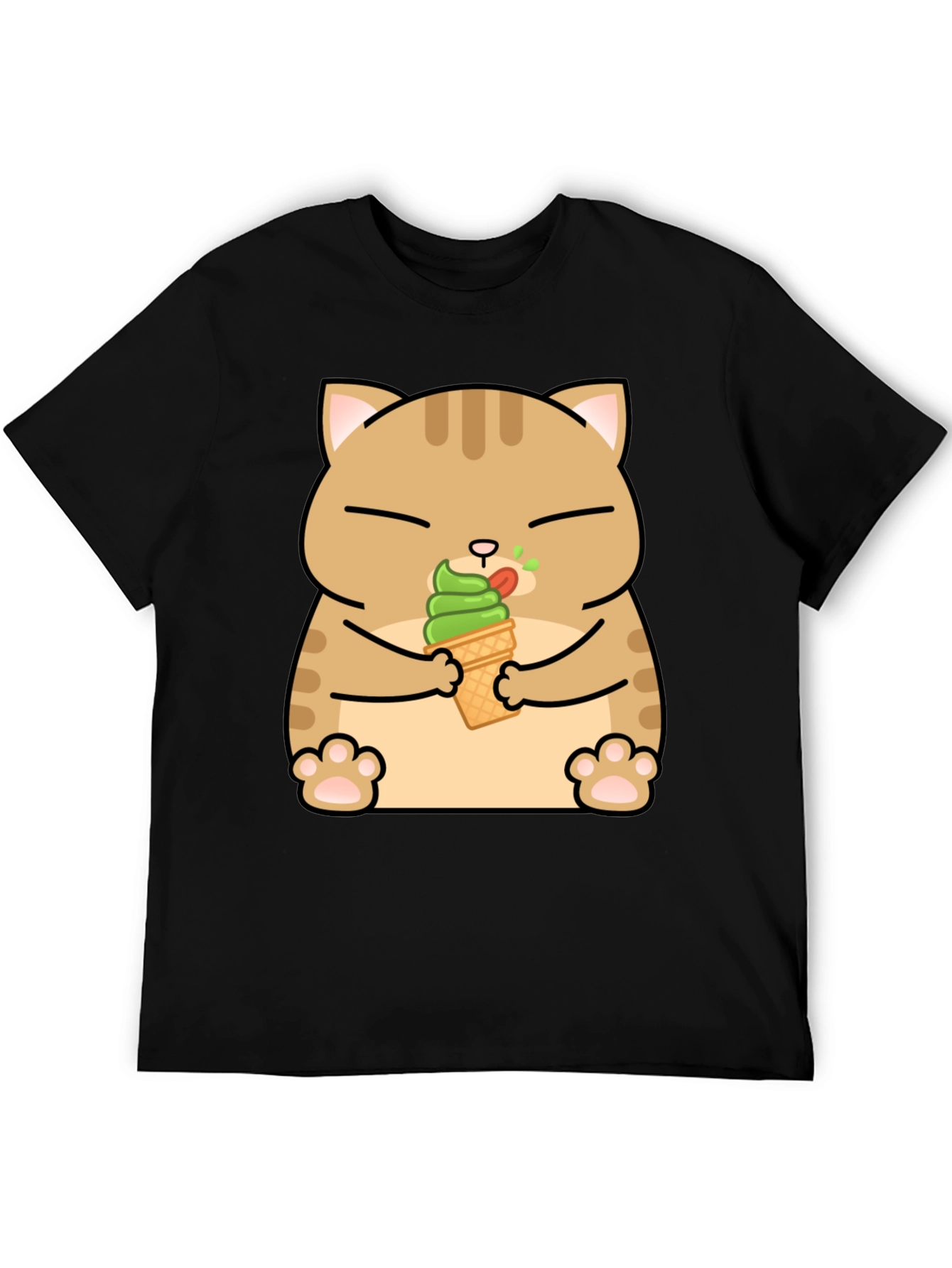 Cat Eating Ice Cream T-Shirt - Cute Graphic Tee