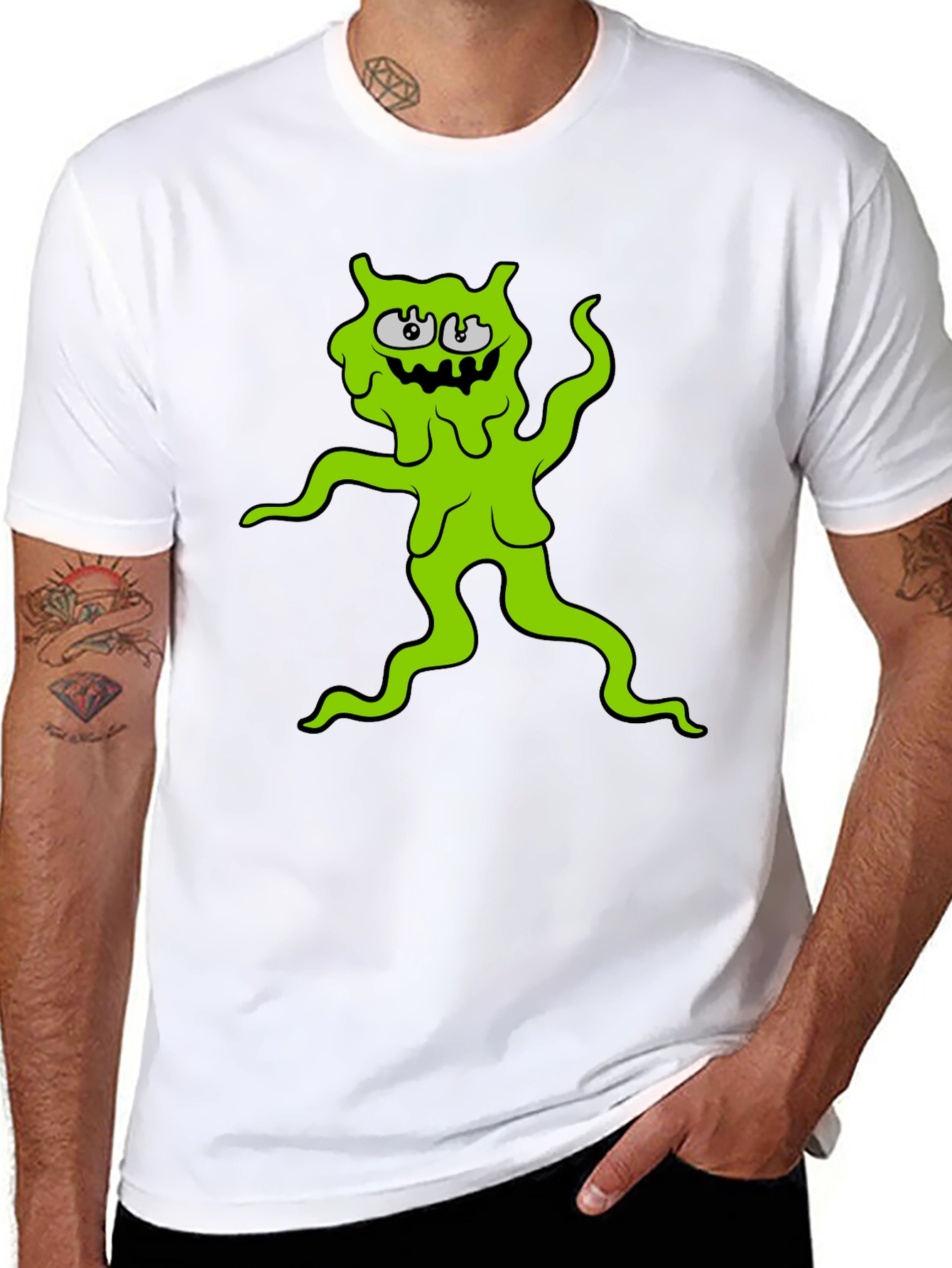 Green Slime Monster Graphic Tee - Black