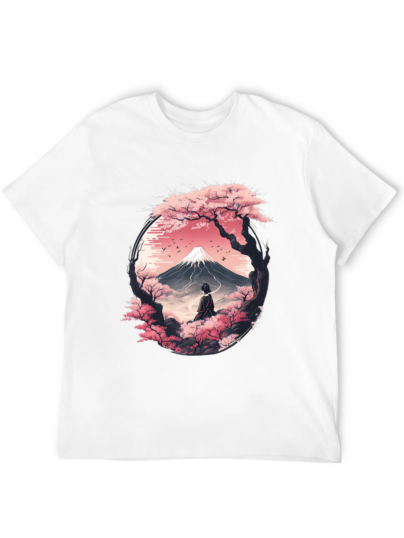 Sakura Mountain Graphic Tee - Unisex Black T-Shirt