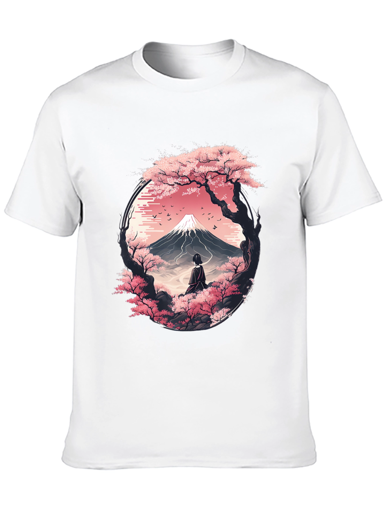 Sakura Mountain Graphic Tee - Unisex Black T-Shirt