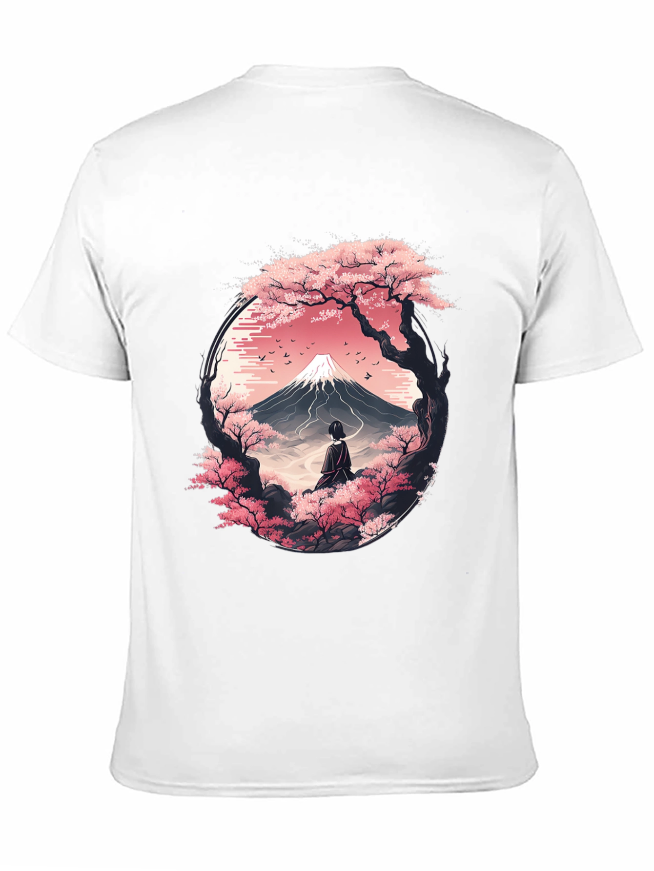 Sakura Mountain Graphic Tee - Unisex Black T-Shirt