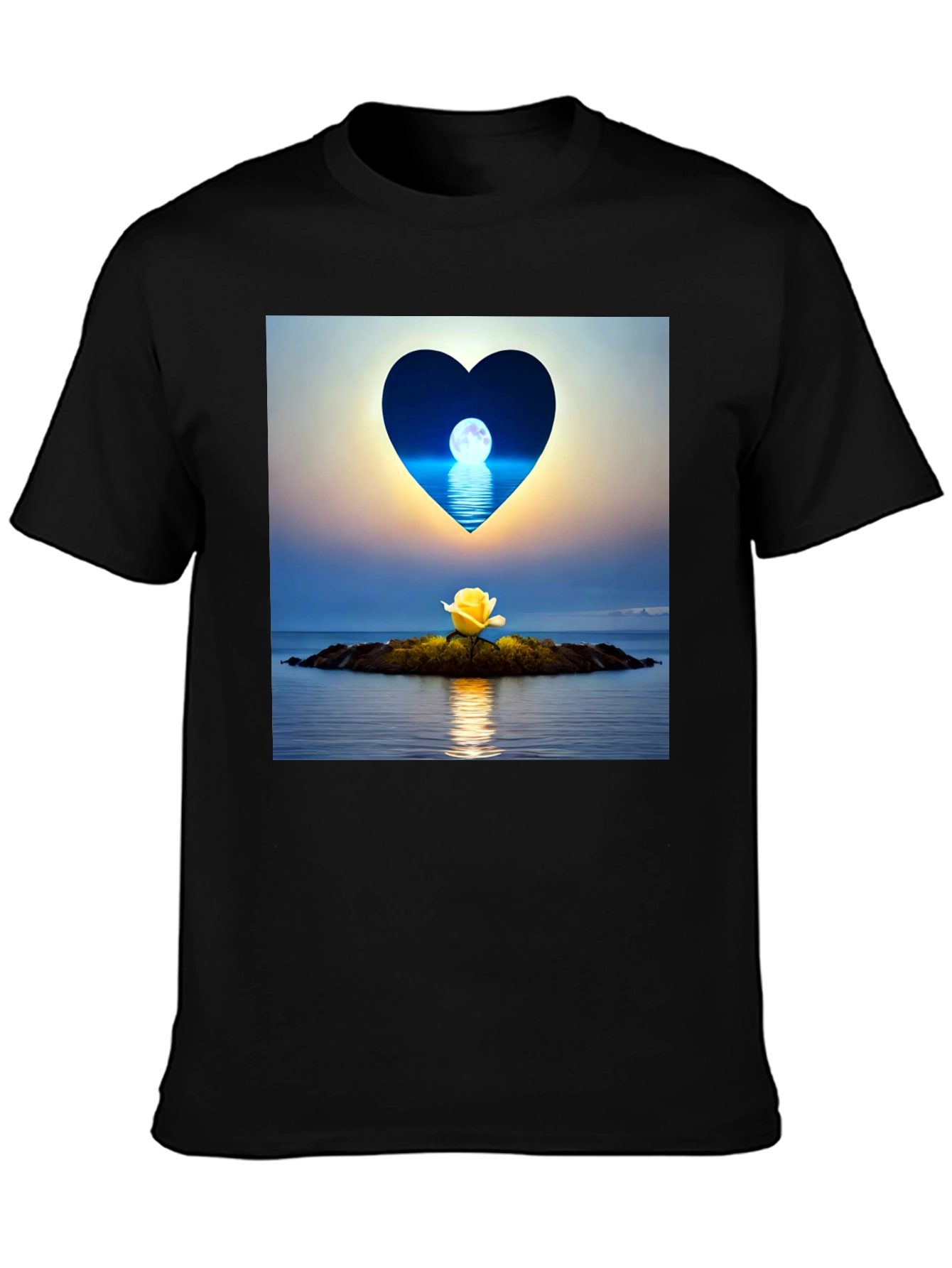 Romantic Heart Moon Rose Graphic Tee