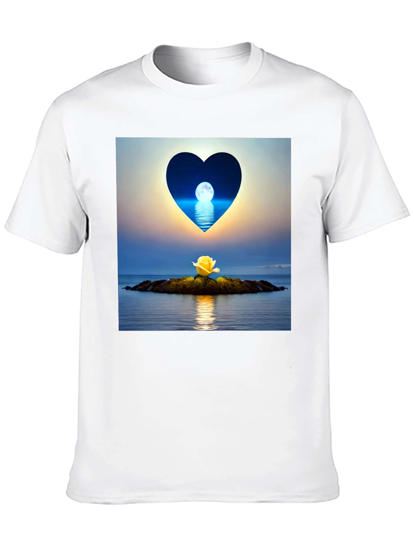 Romantic Heart Moon Rose Graphic Tee