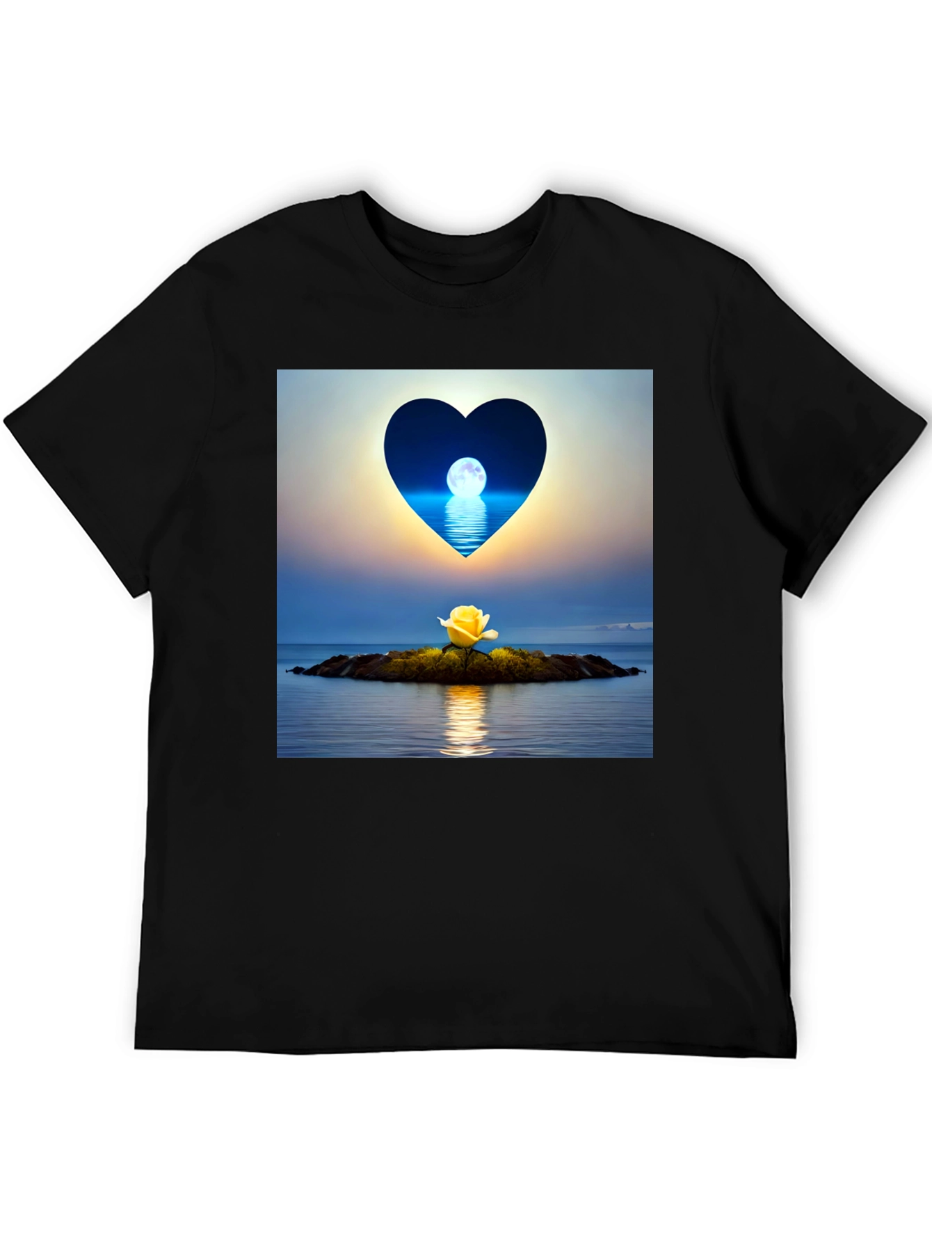 Romantic Heart Moon Rose Graphic Tee
