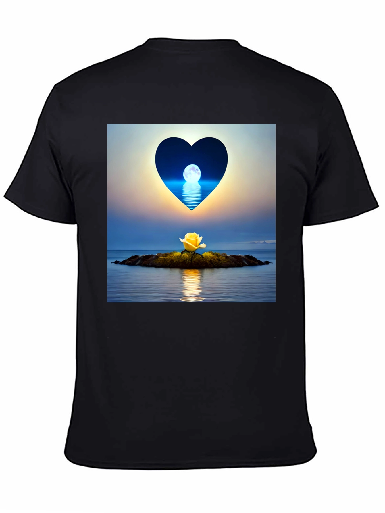 Romantic Heart Moon Rose Graphic Tee