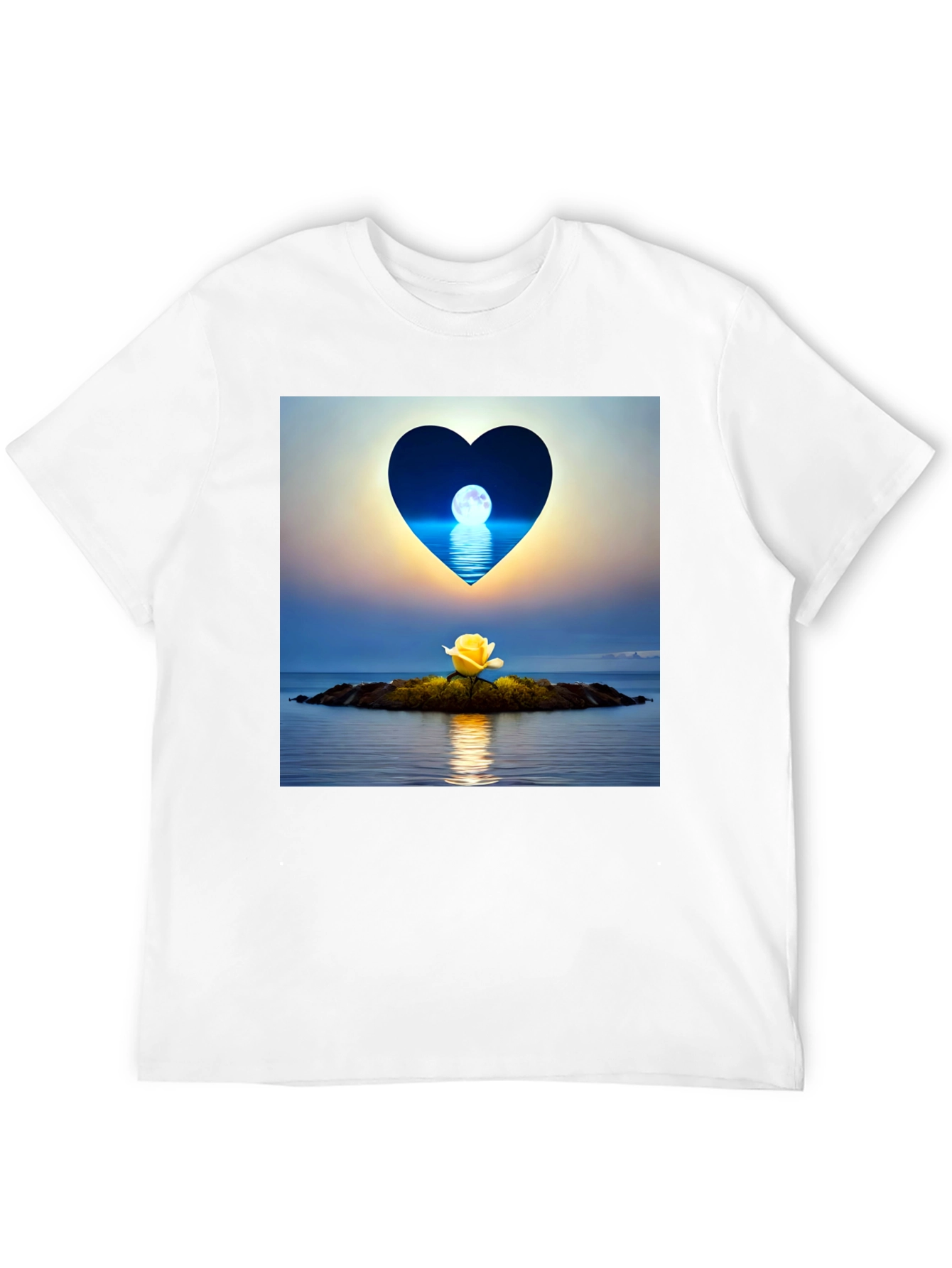 Romantic Heart Moon Rose Graphic Tee