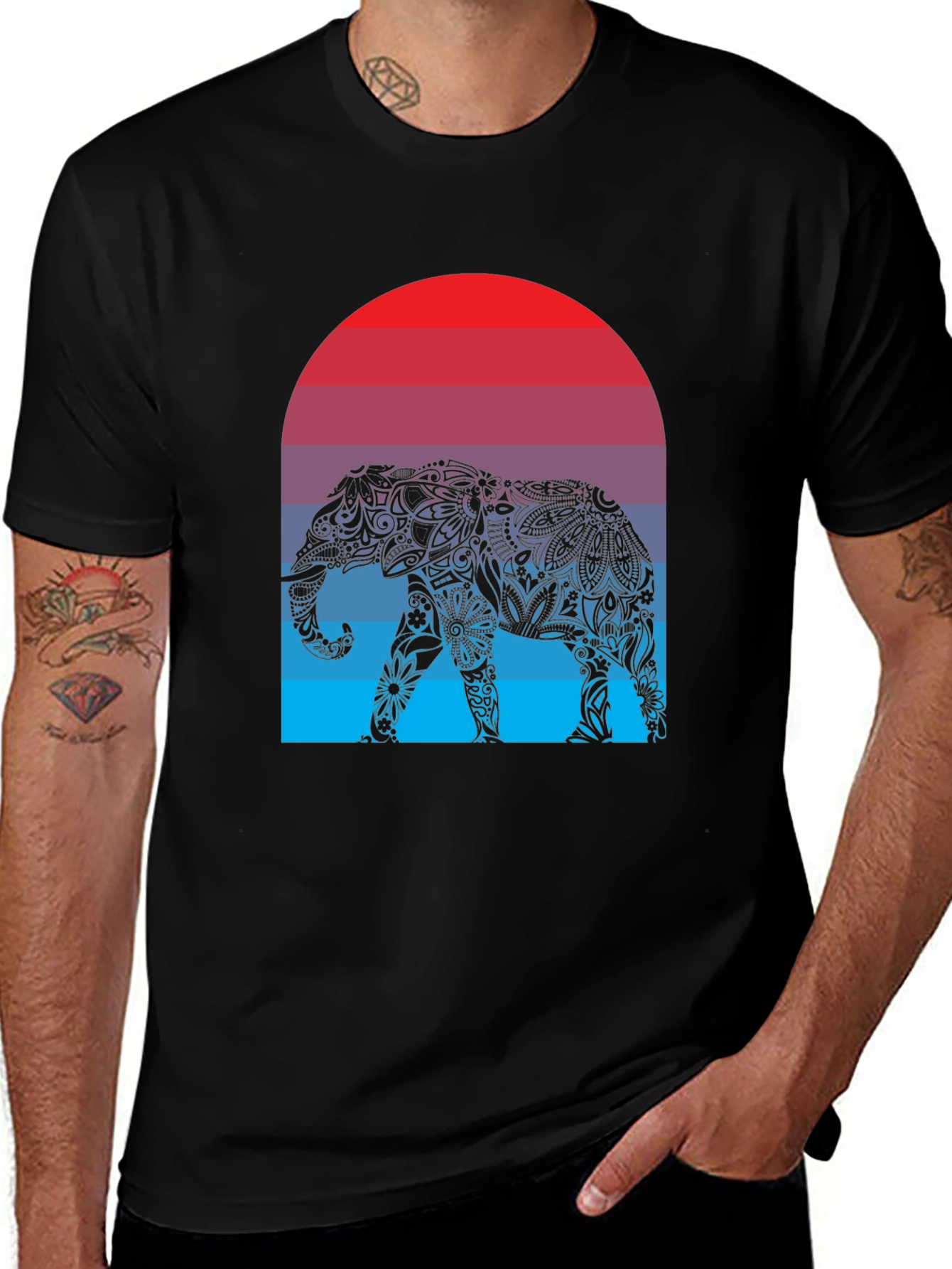 Elephant Sunset Graphic Tee - Stylish Mens T-Shirt