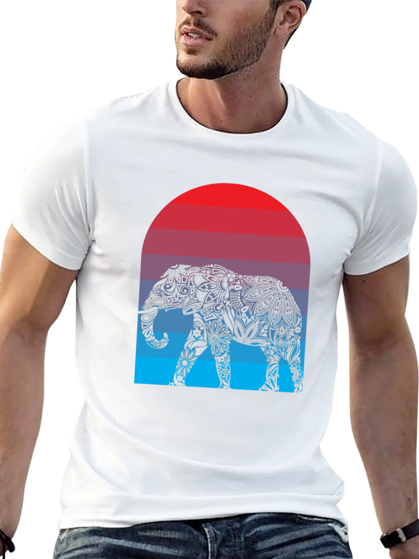 Elephant Sunset Graphic Tee - Stylish Mens T-Shirt
