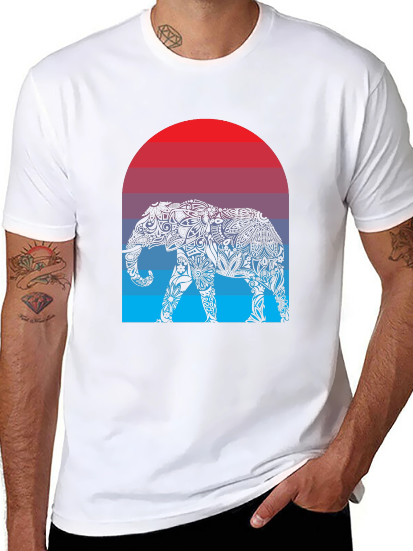 Elephant Sunset Graphic Tee - Stylish Mens T-Shirt