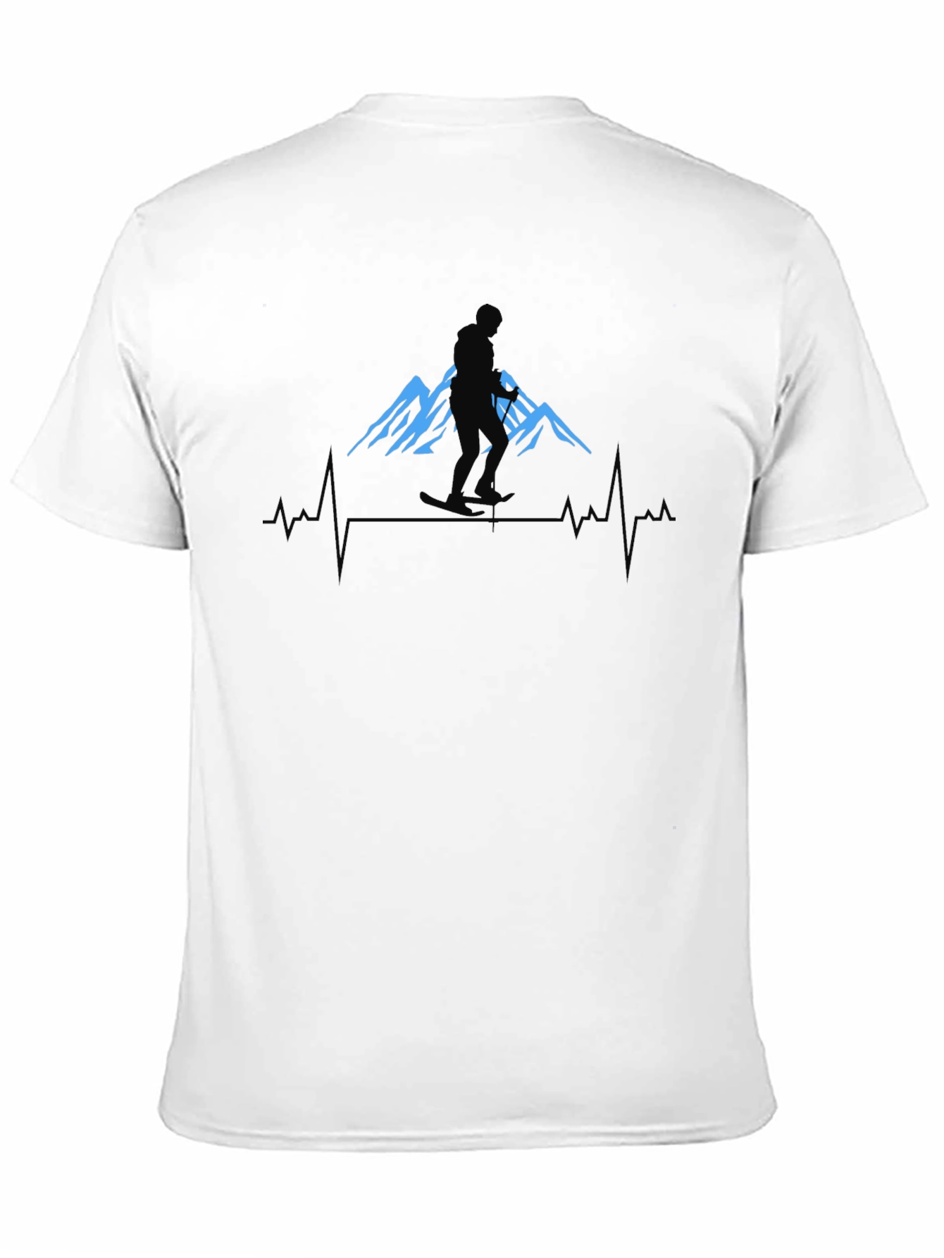 Mountain Skier Heartbeat Graphic Tee - Black