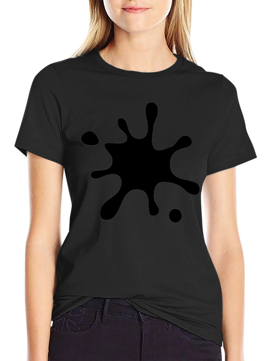 Black Splatter Print T-Shirt - Casual Style