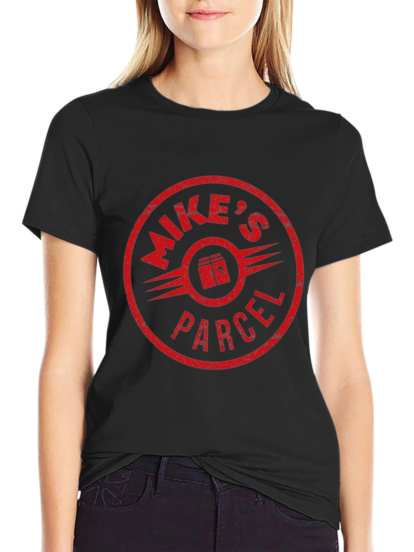 Mikes Parcel T-Shirt - Distressed Red Logo