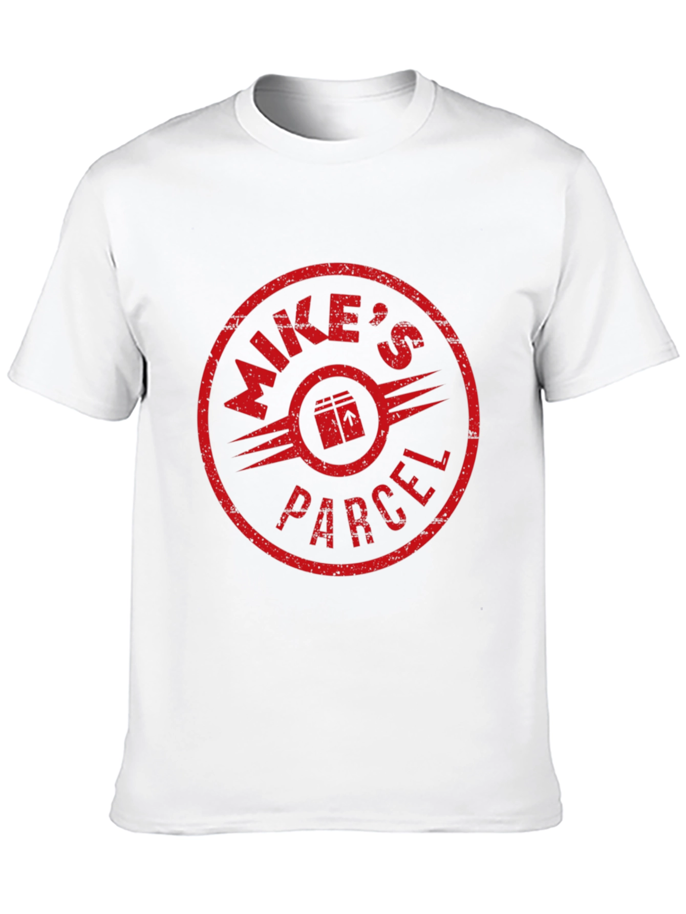Mikes Parcel T-Shirt - Distressed Red Logo