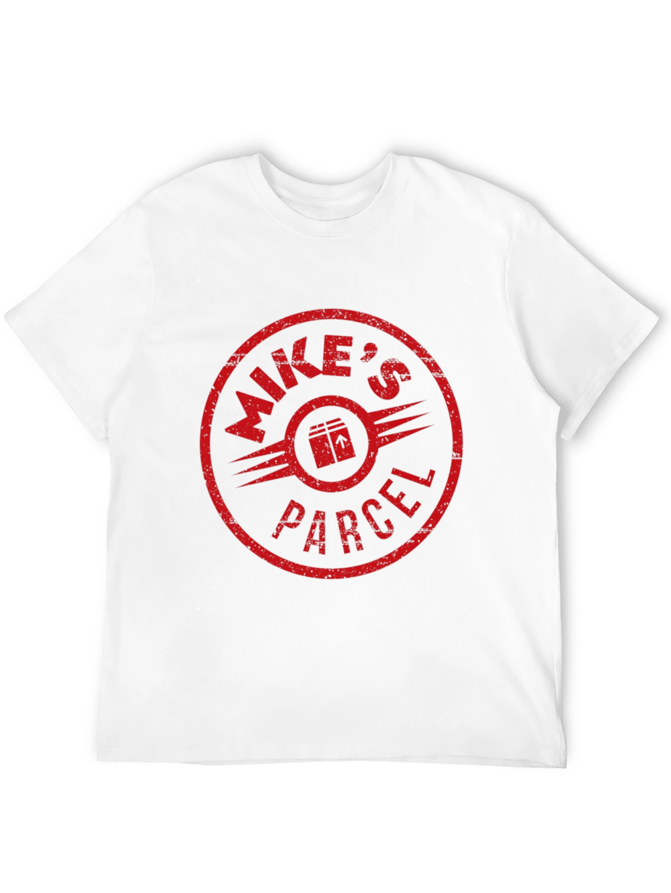 Mikes Parcel T-Shirt - Distressed Red Logo