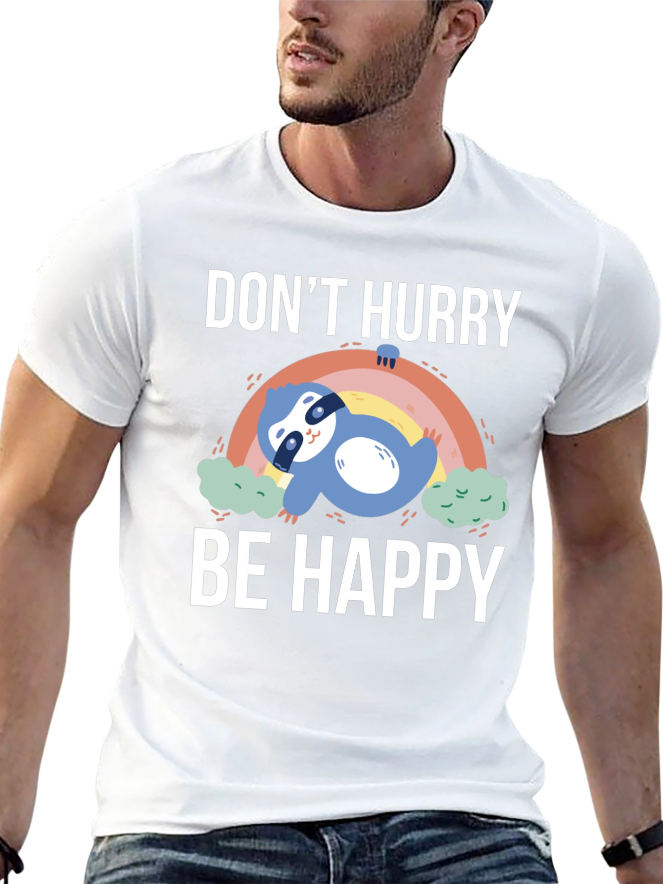 Dont Hurry Be Happy Sloth Graphic T-Shirt