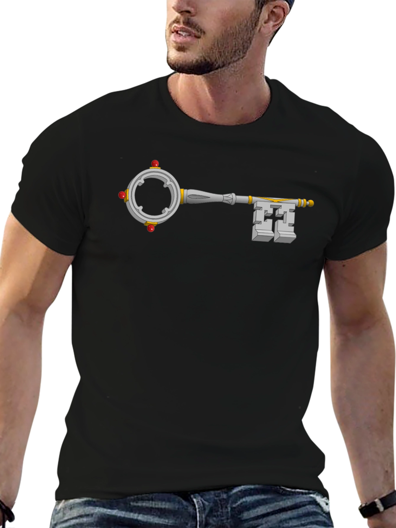 Fantasy Key Graphic Tee - Black Cotton T-Shirt