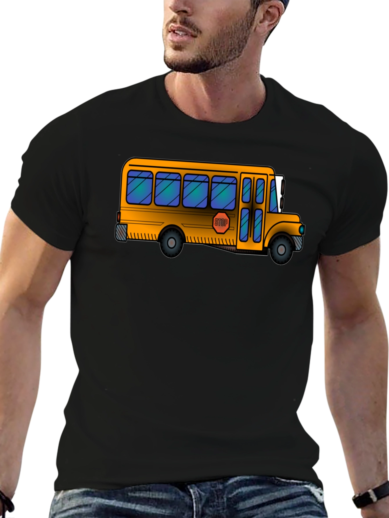 School Bus Graphic T-Shirt - Classic Black