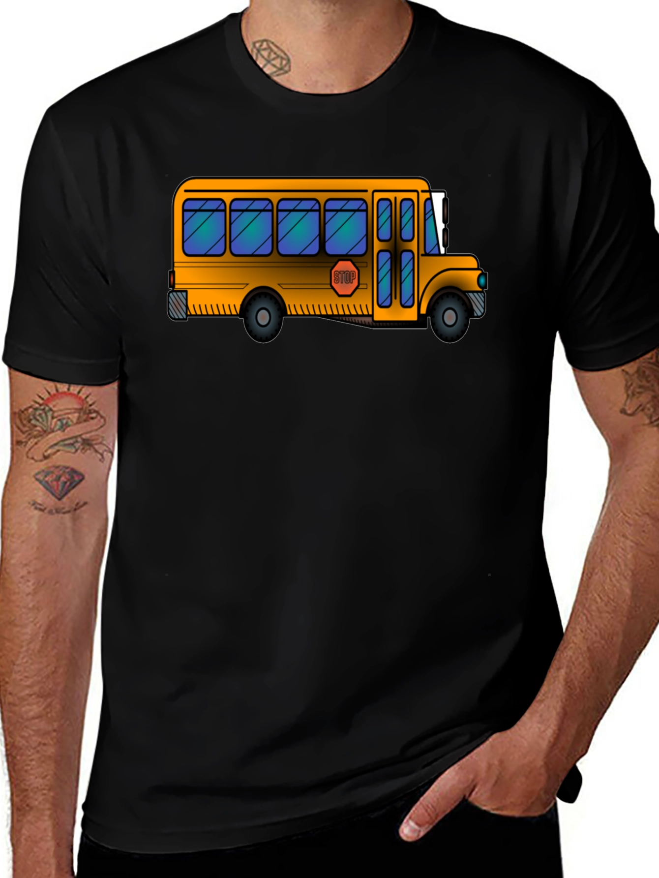 School Bus Graphic T-Shirt - Classic Black