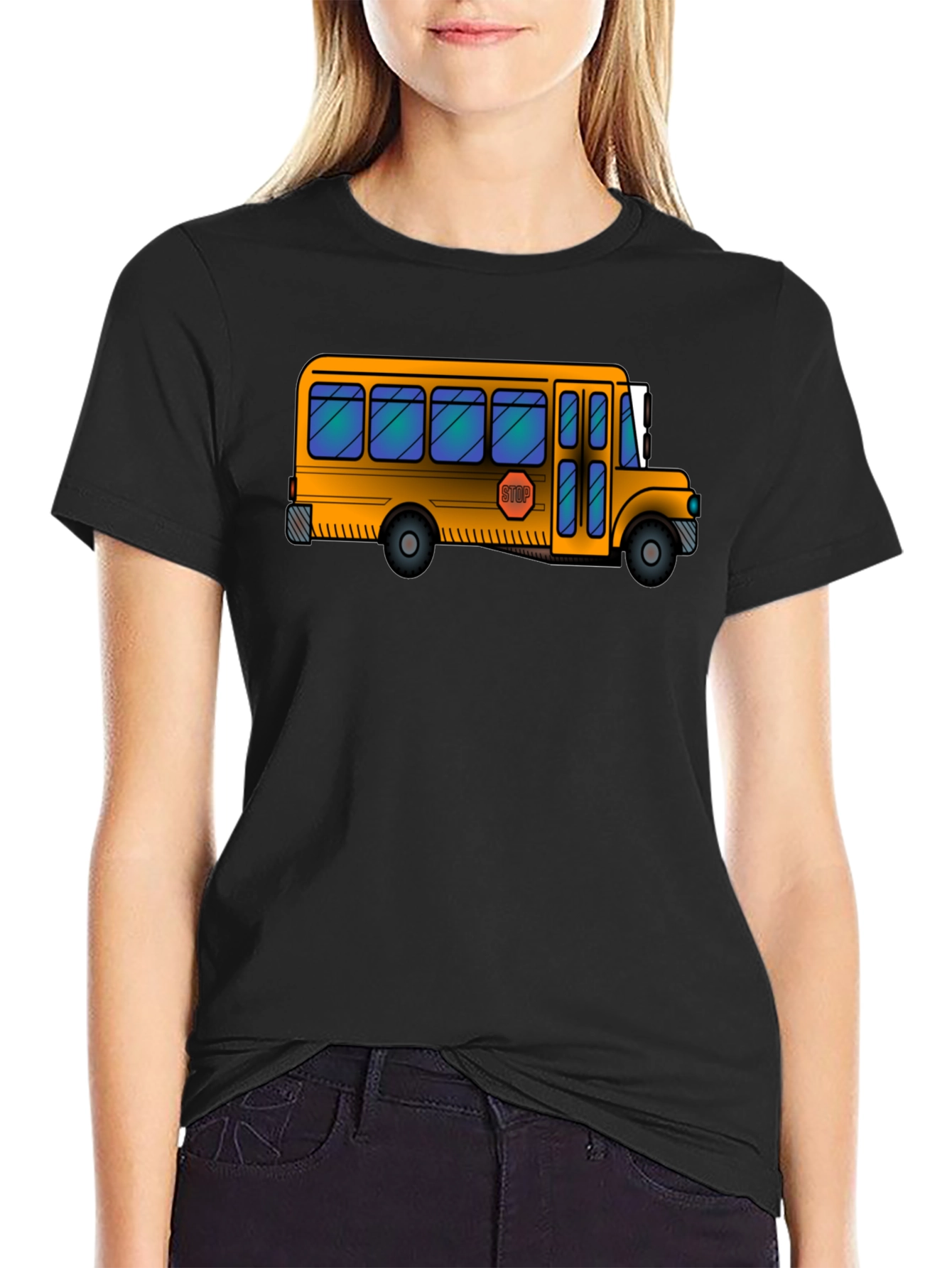 School Bus Graphic T-Shirt - Classic Black