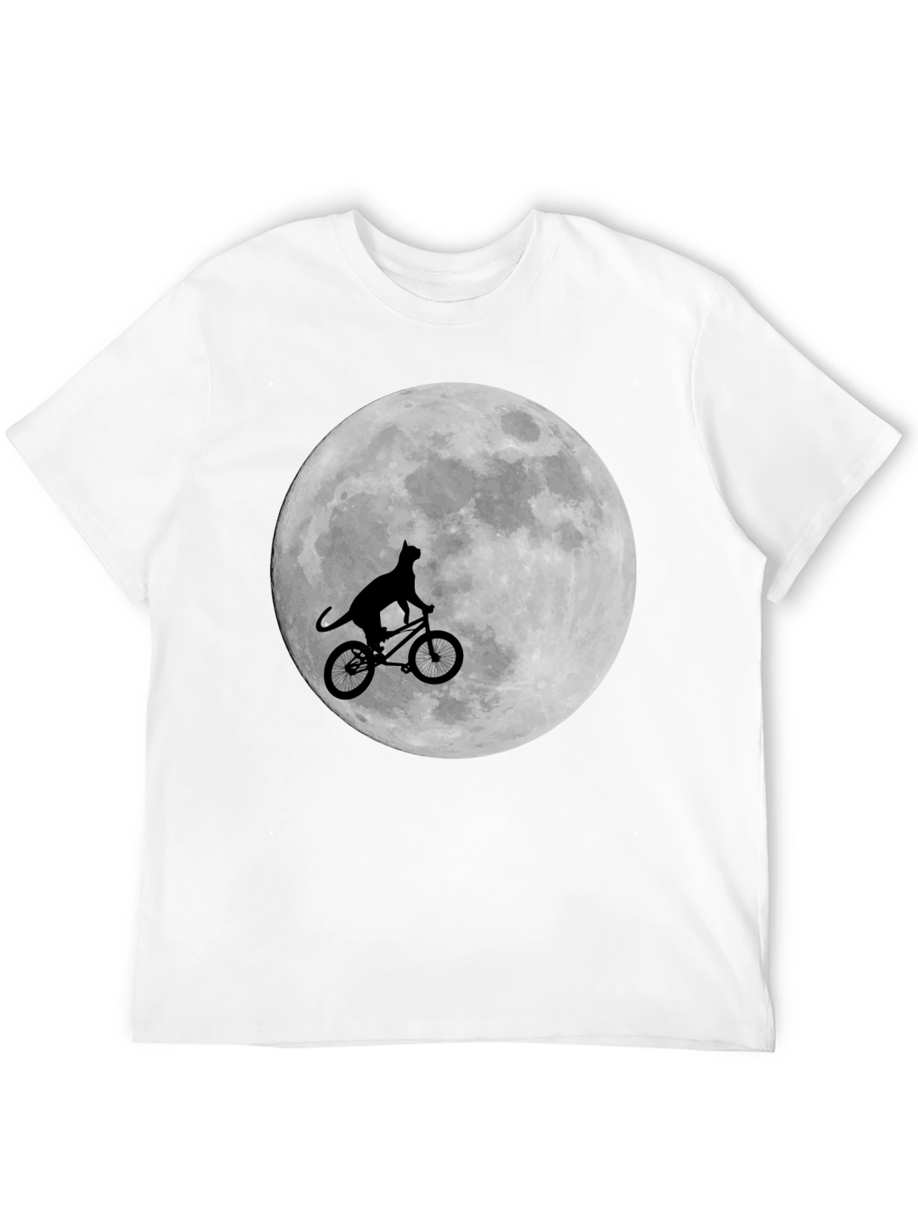 Cat on Bike Moon Graphic T-Shirt
