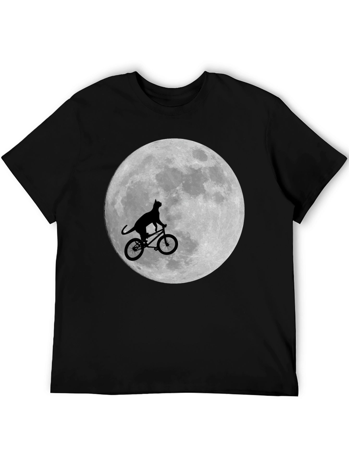 Cat on Bike Moon Graphic T-Shirt