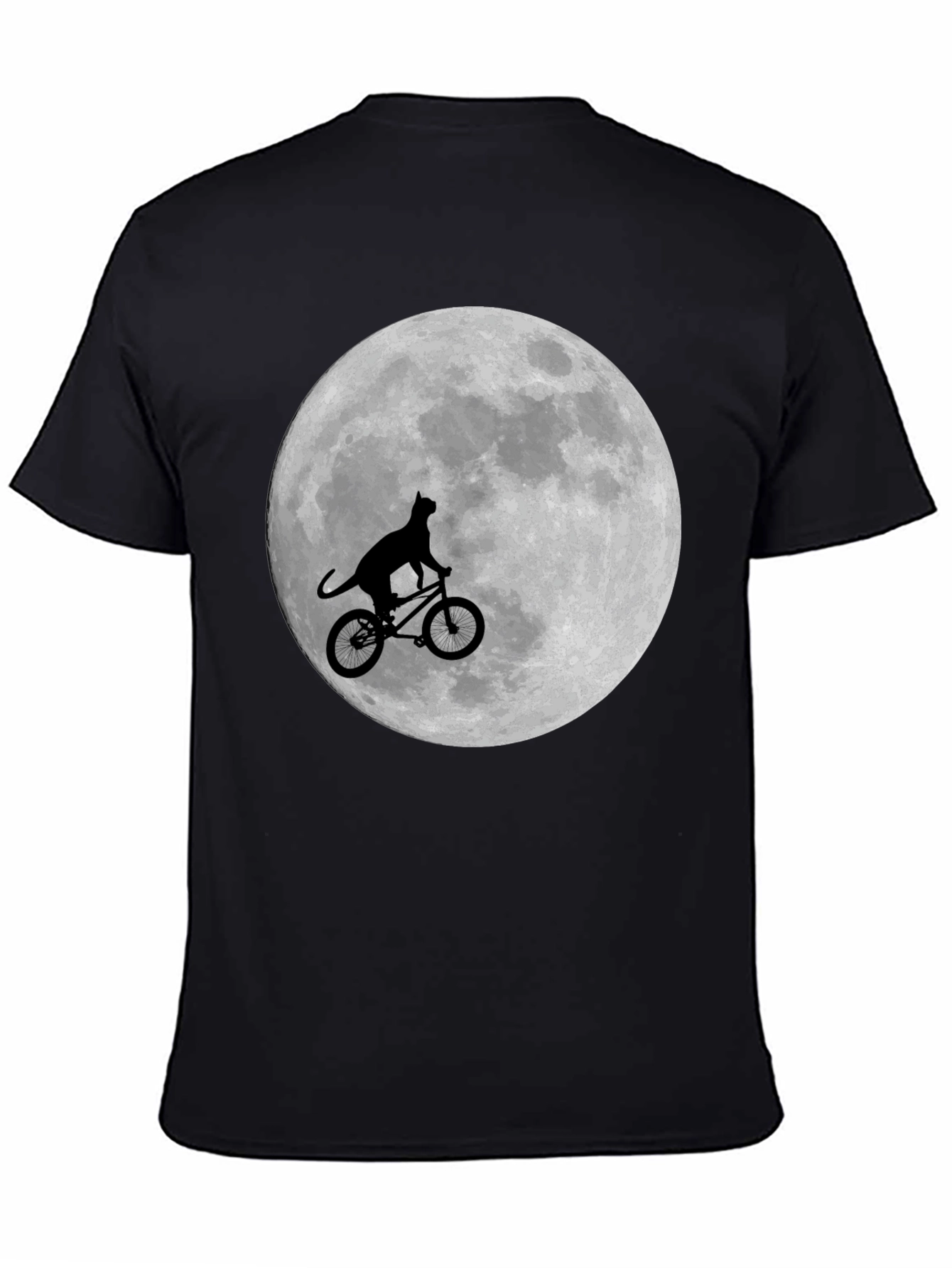 Cat on Bike Moon Graphic T-Shirt